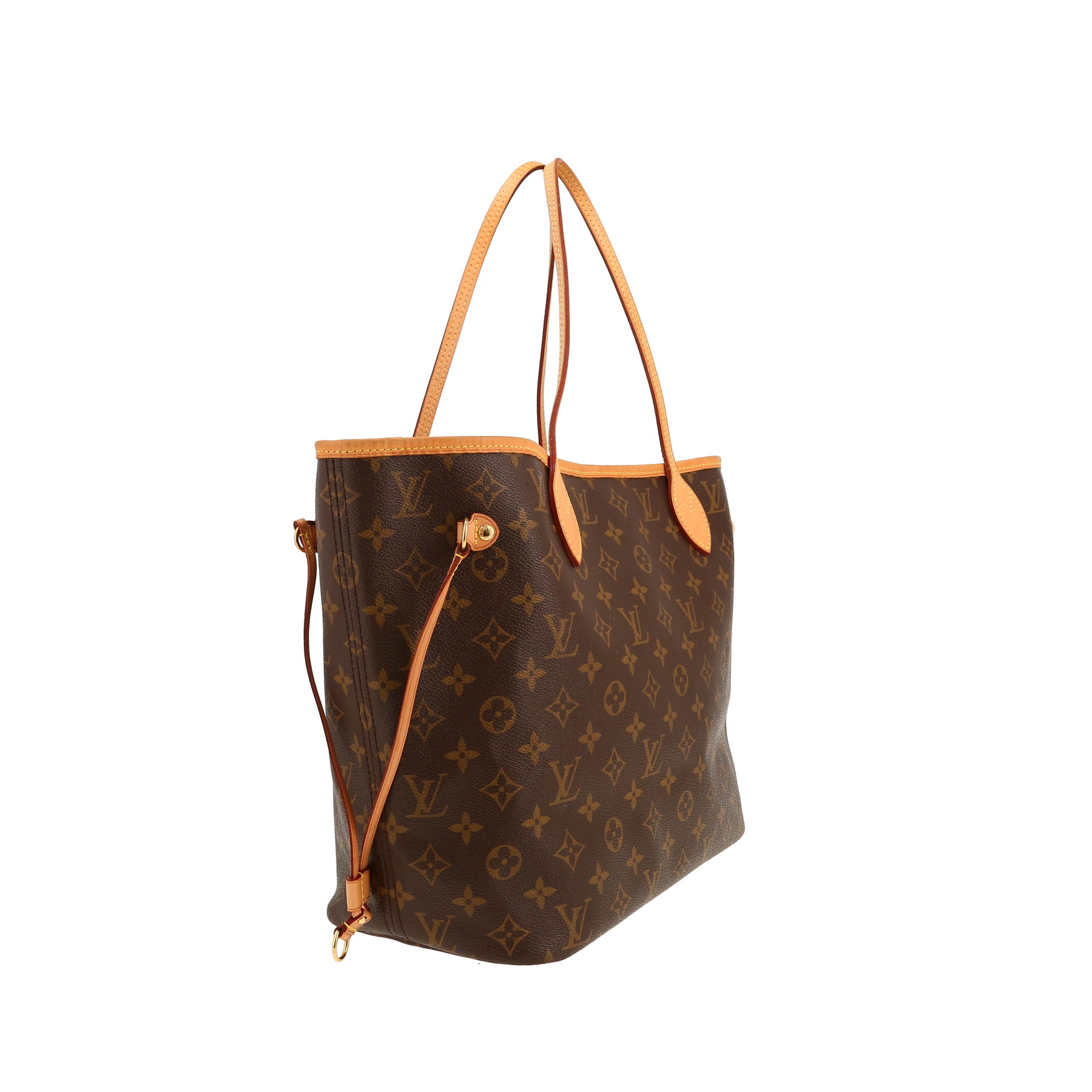 Shopping bag Louis Vuitton  Neverfull modello medio  in tela monogram cerata marrone e pelle naturale