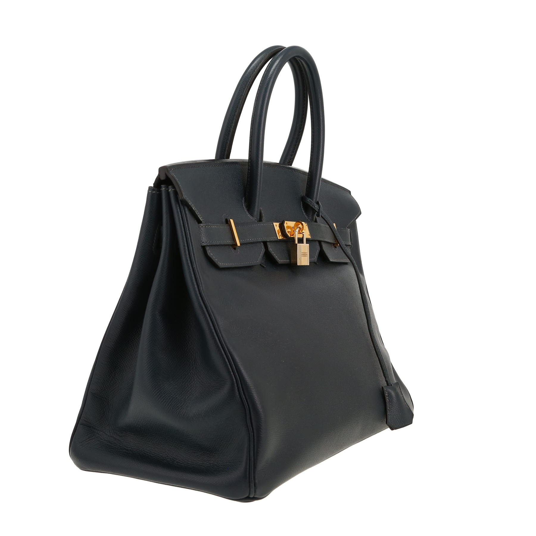 Borsa Hermès  Birkin 35 cm in pelle Courchevel blu