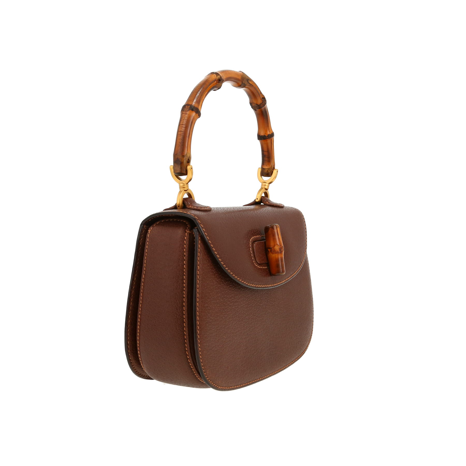 Sac à main Gucci  Bamboo en cuir marron et bambou