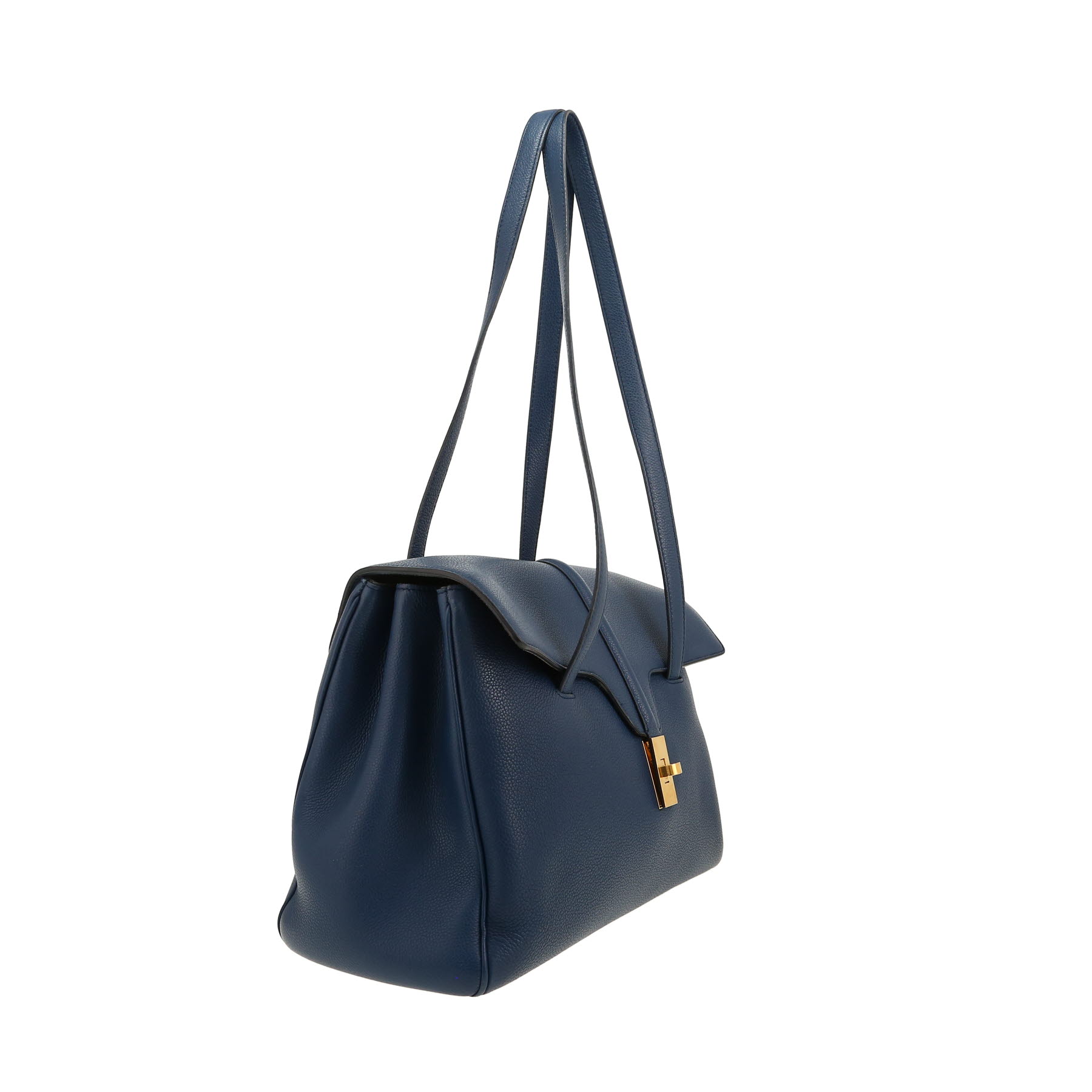 Celine  16 handbag  in blue grained leather
