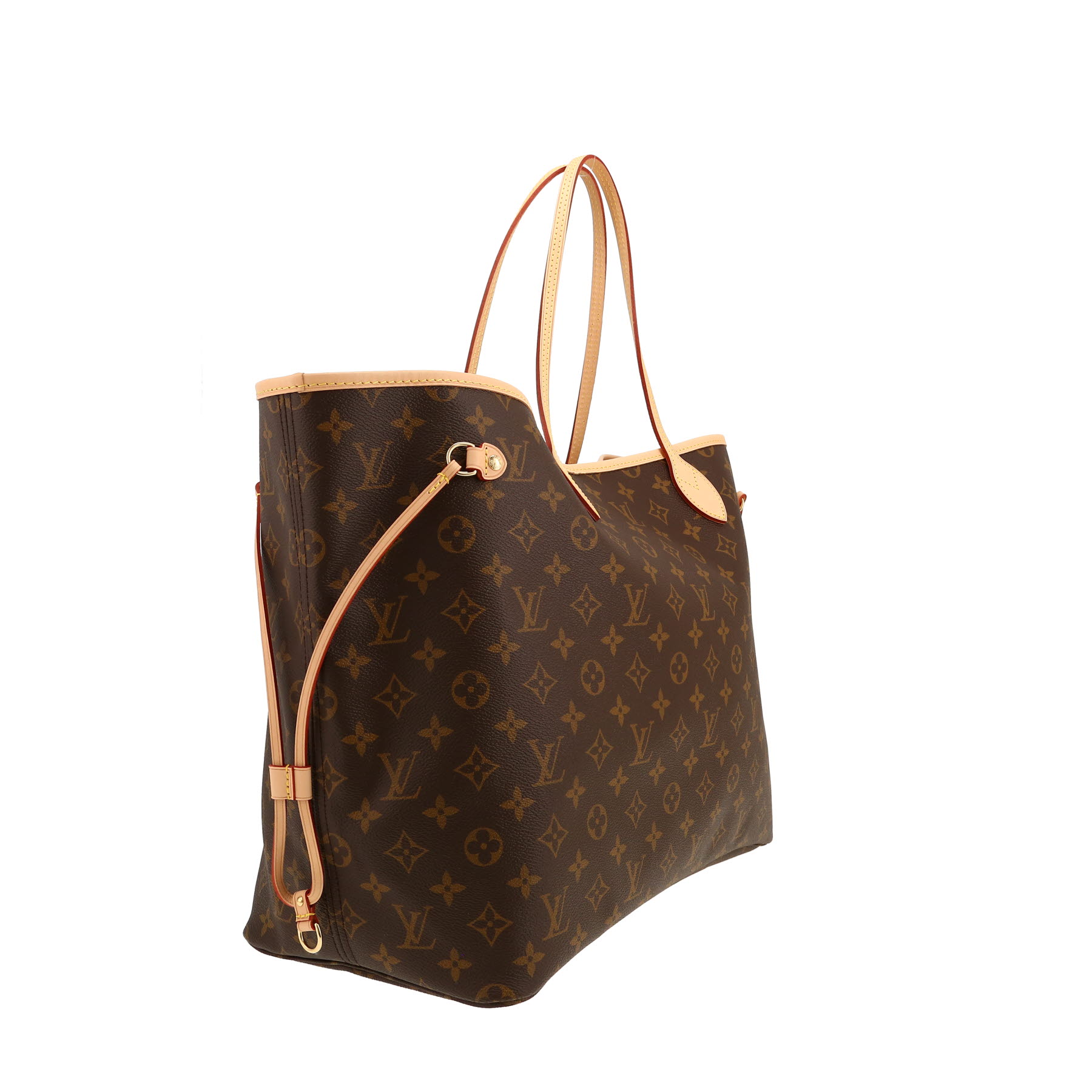 Bolso Cabás Louis Vuitton  Neverfull en lona Monogram marrón y cuero natural