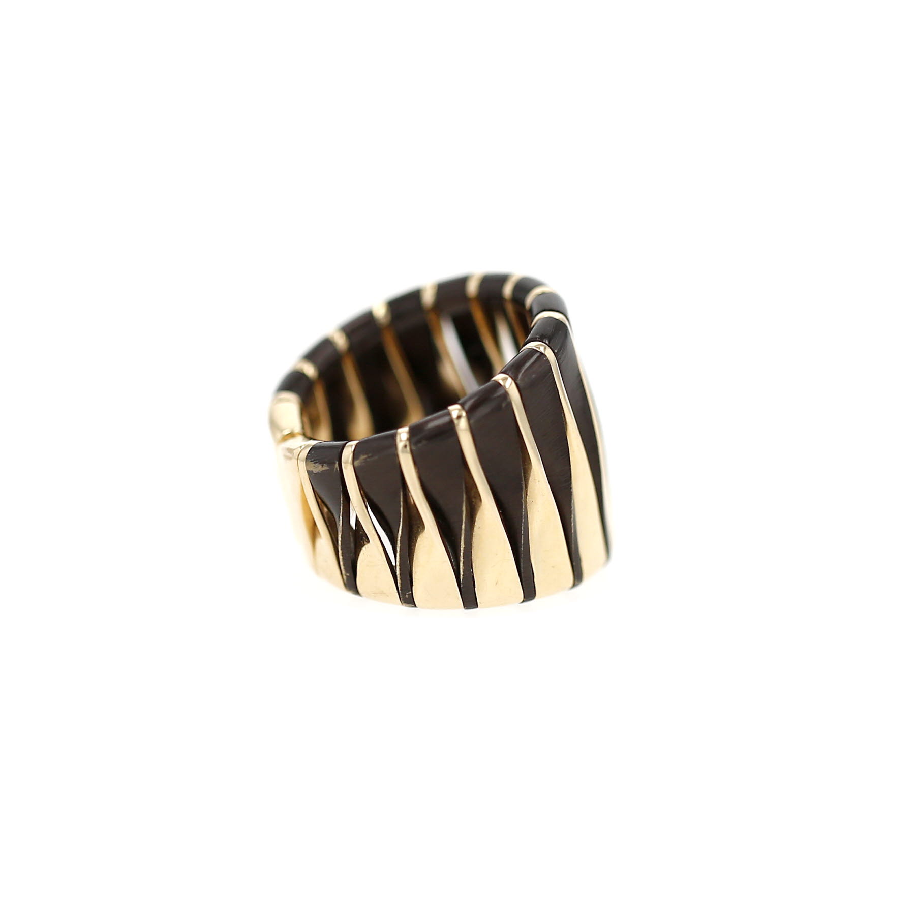 Hald-rigid Vhernier Coucher du Soleil ring in pink gold and bronze