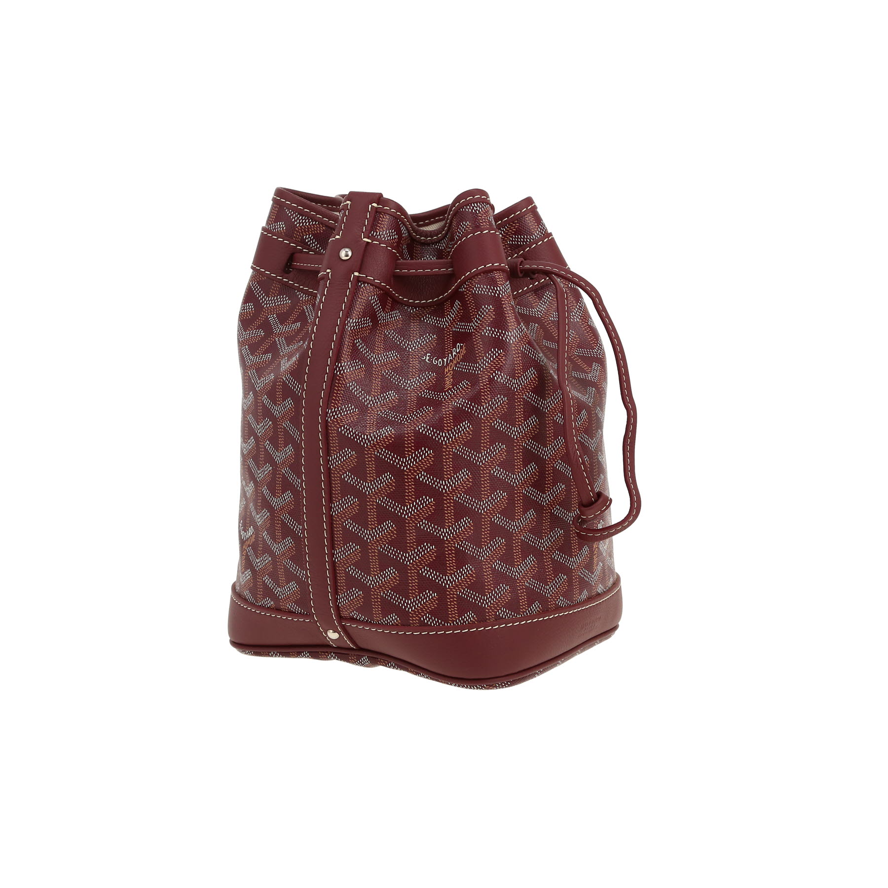 Goyard  Petit Flot handbag  Goyard canvas  and burgundy leather