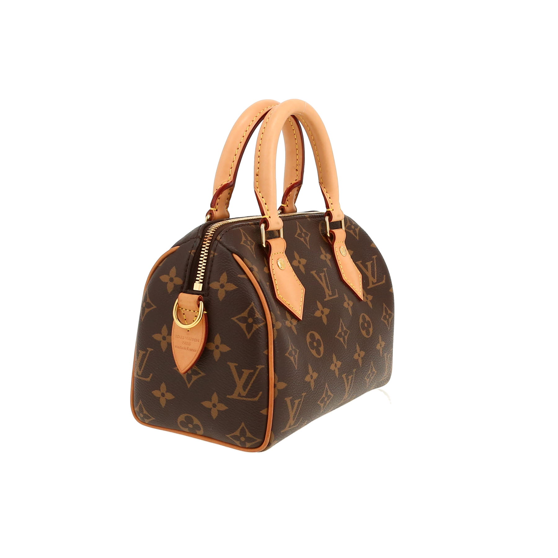 Louis Vuitton  Nano Speedy shoulder bag  in brown monogram canvas  and natural leather
