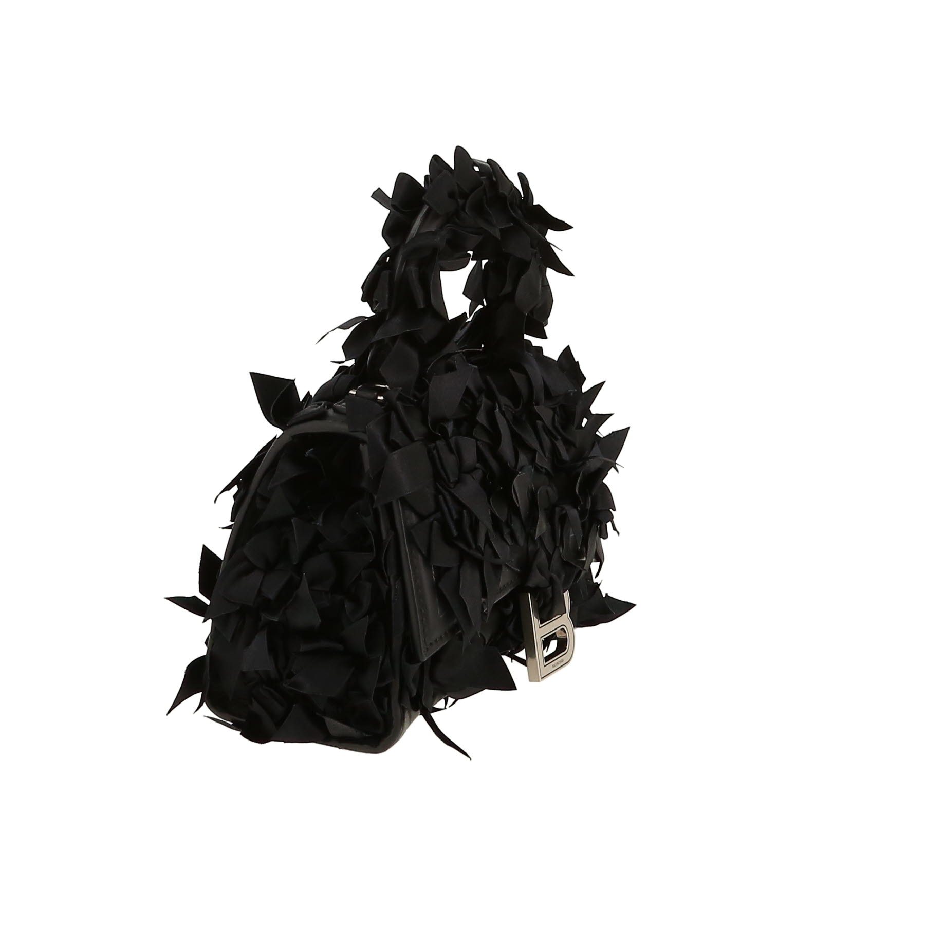 Sac bandoulière Balenciaga  Hourglass mini  en satin noir