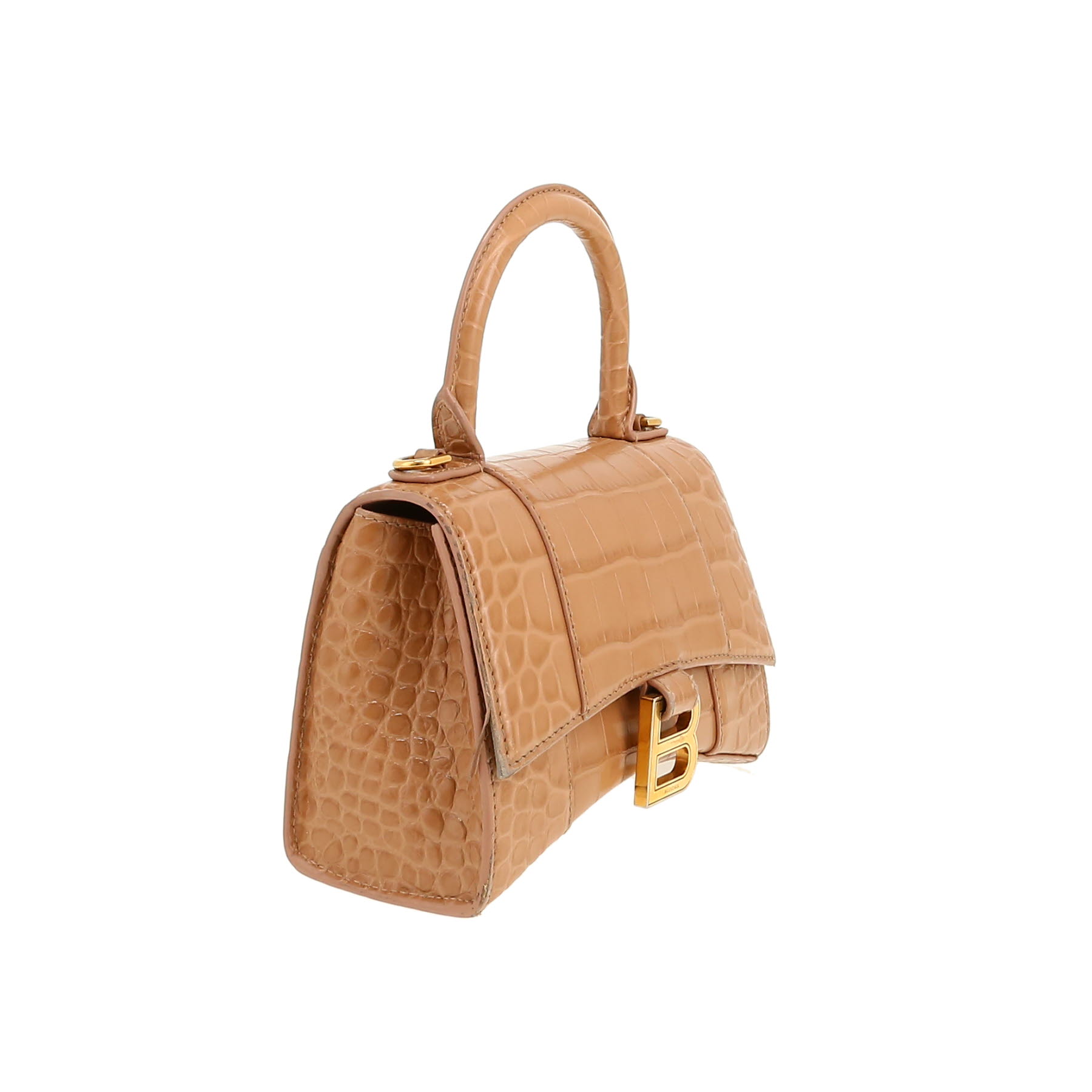 Balenciaga  Hourglass mini  shoulder bag  in beige leather