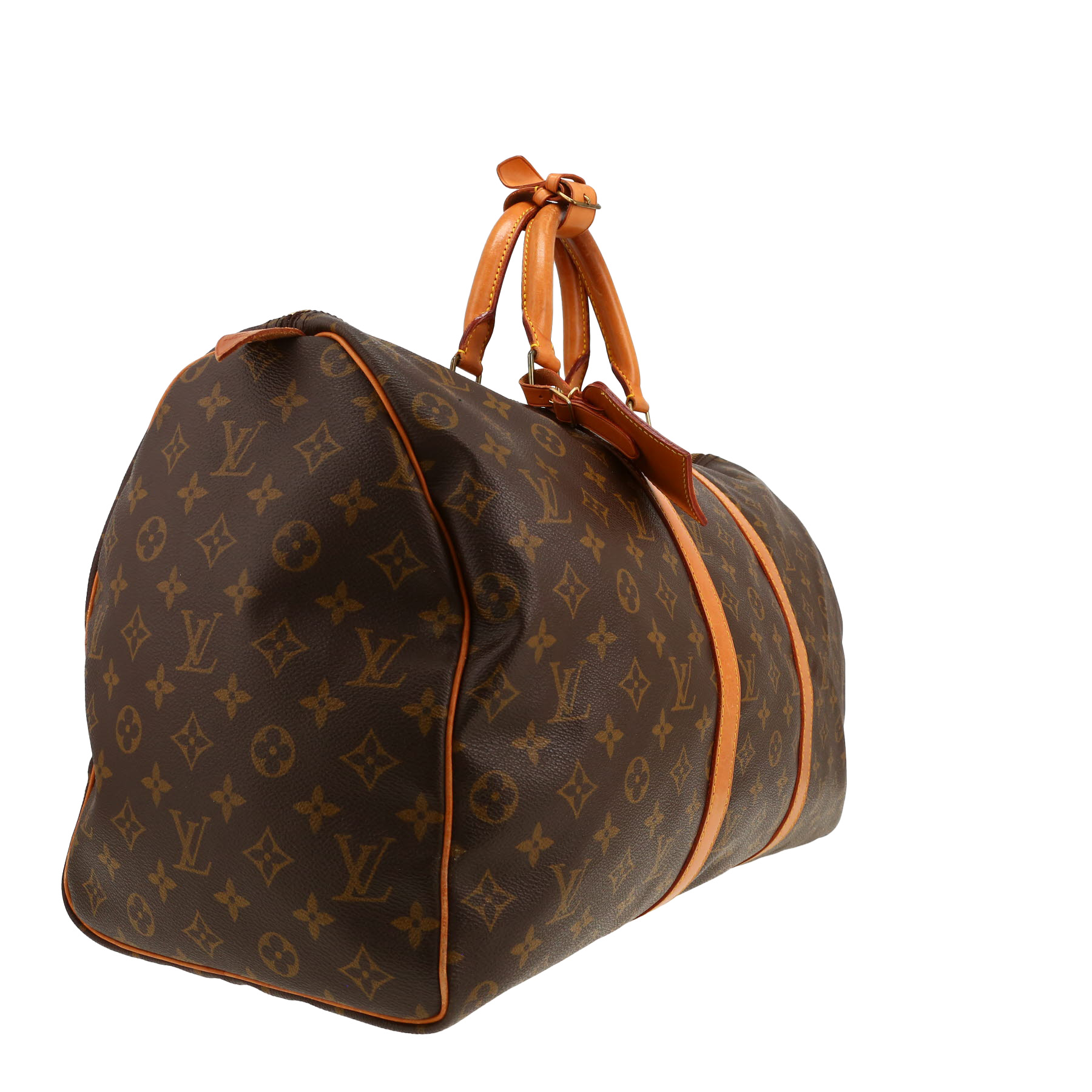 Louis Vuitton  Keepall 50 travel bag  in brown monogram canvas  and natural leather