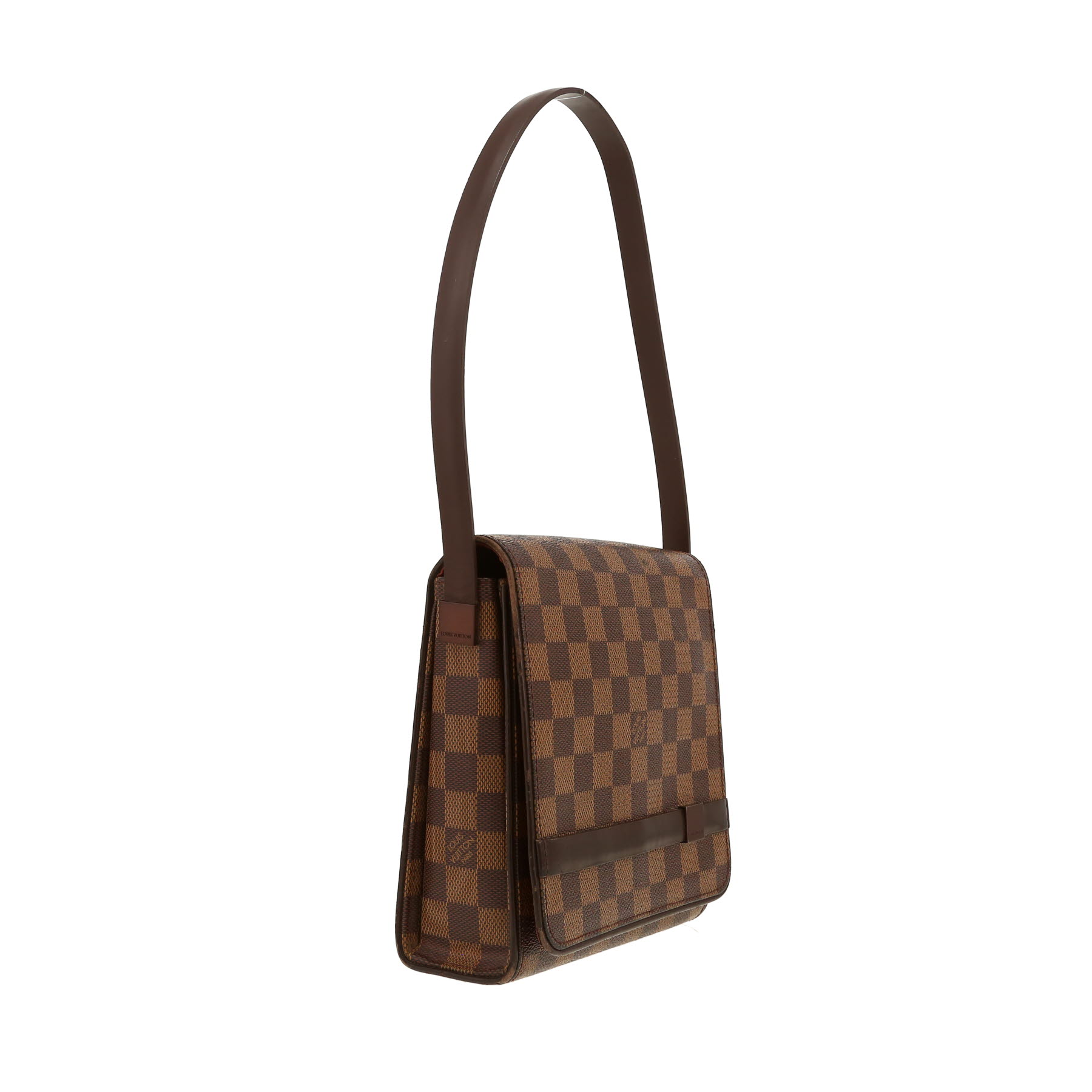 Bolso para llevar al hombro Louis Vuitton  Tribeca en lona a cuadros ébano y cuero esmaltado marrón