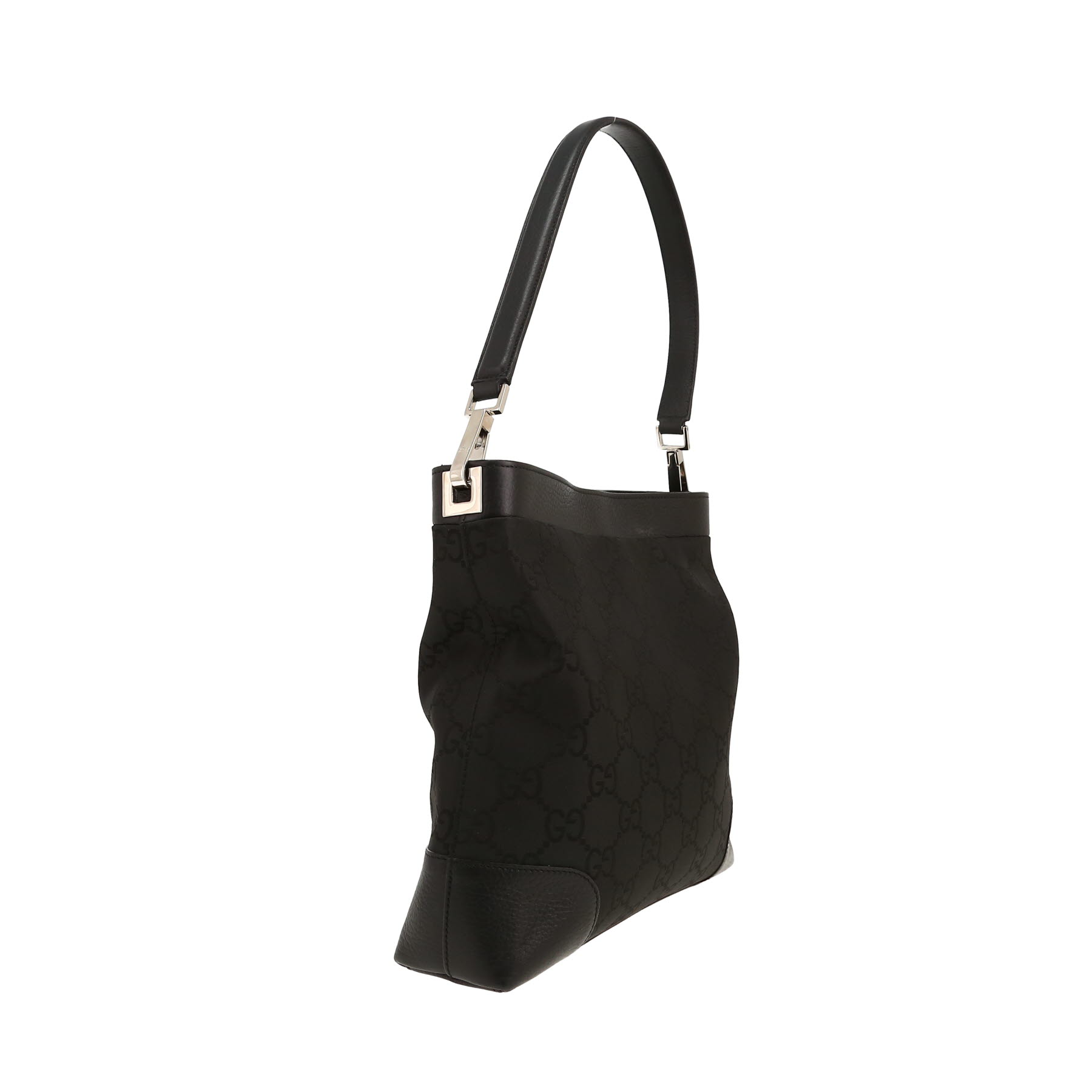 Gucci   handbag  in black logo canvas  and black leather