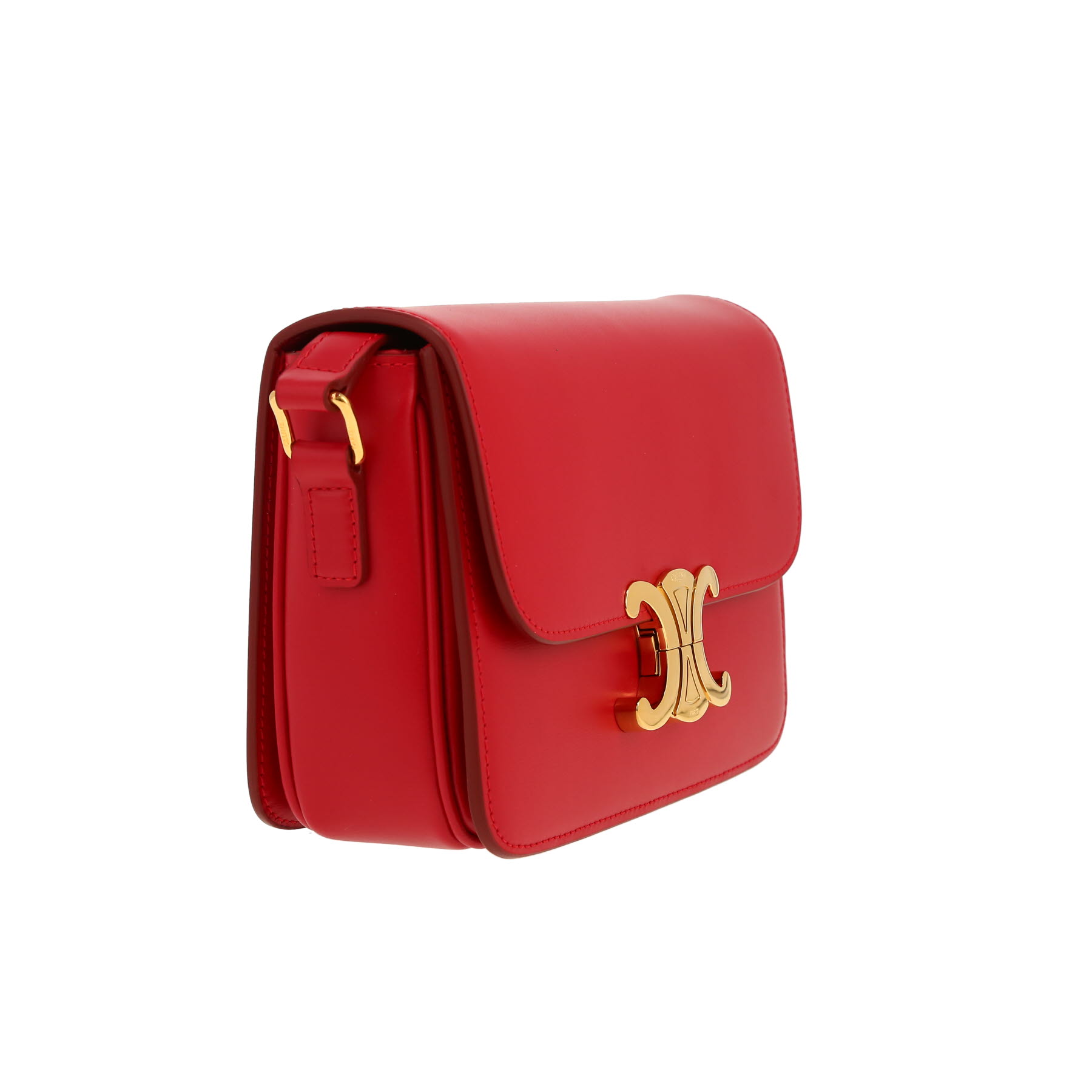 Celine  Triomphe Teen shoulder bag  in red leather
