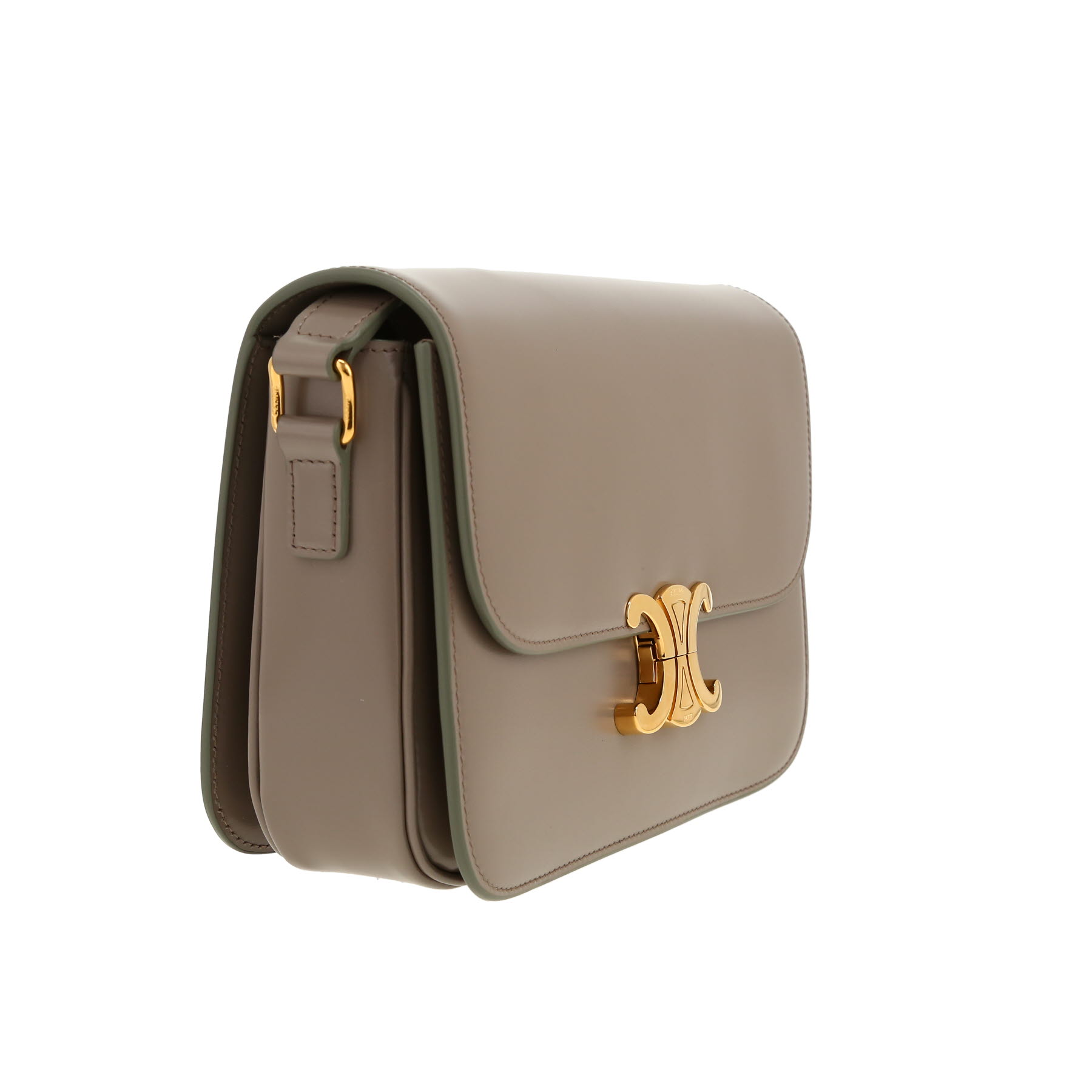 Bolso bandolera Celine  Triomphe Teen en cuero color topo