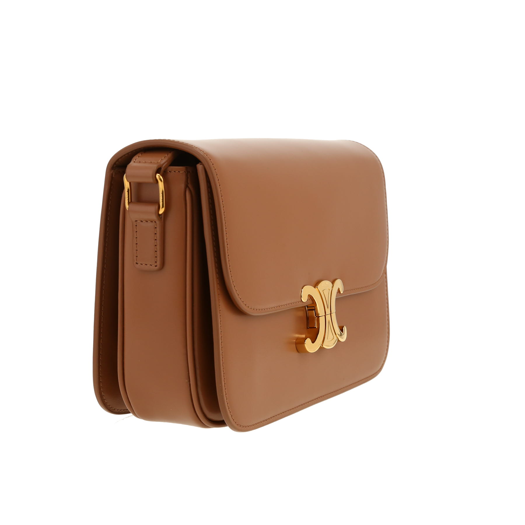 Celine  Triomphe shoulder bag  in brown leather