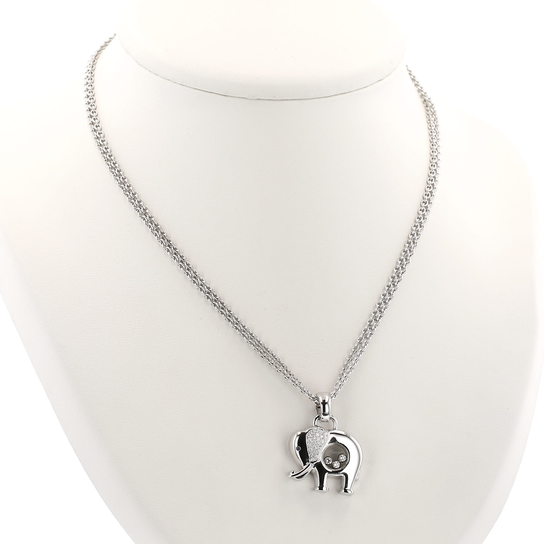 Chopard Happy Diamonds necklace in white gold, diamonds and sapphire