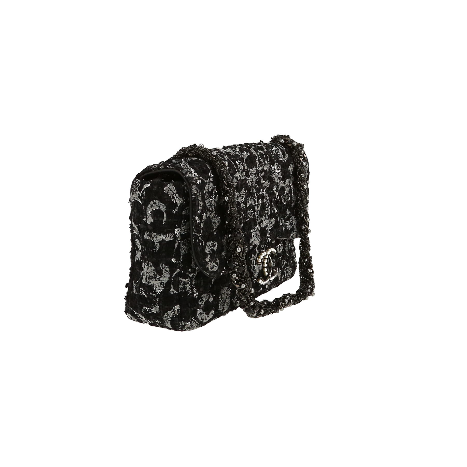 Borsa Chanel   in tela nera e grigia