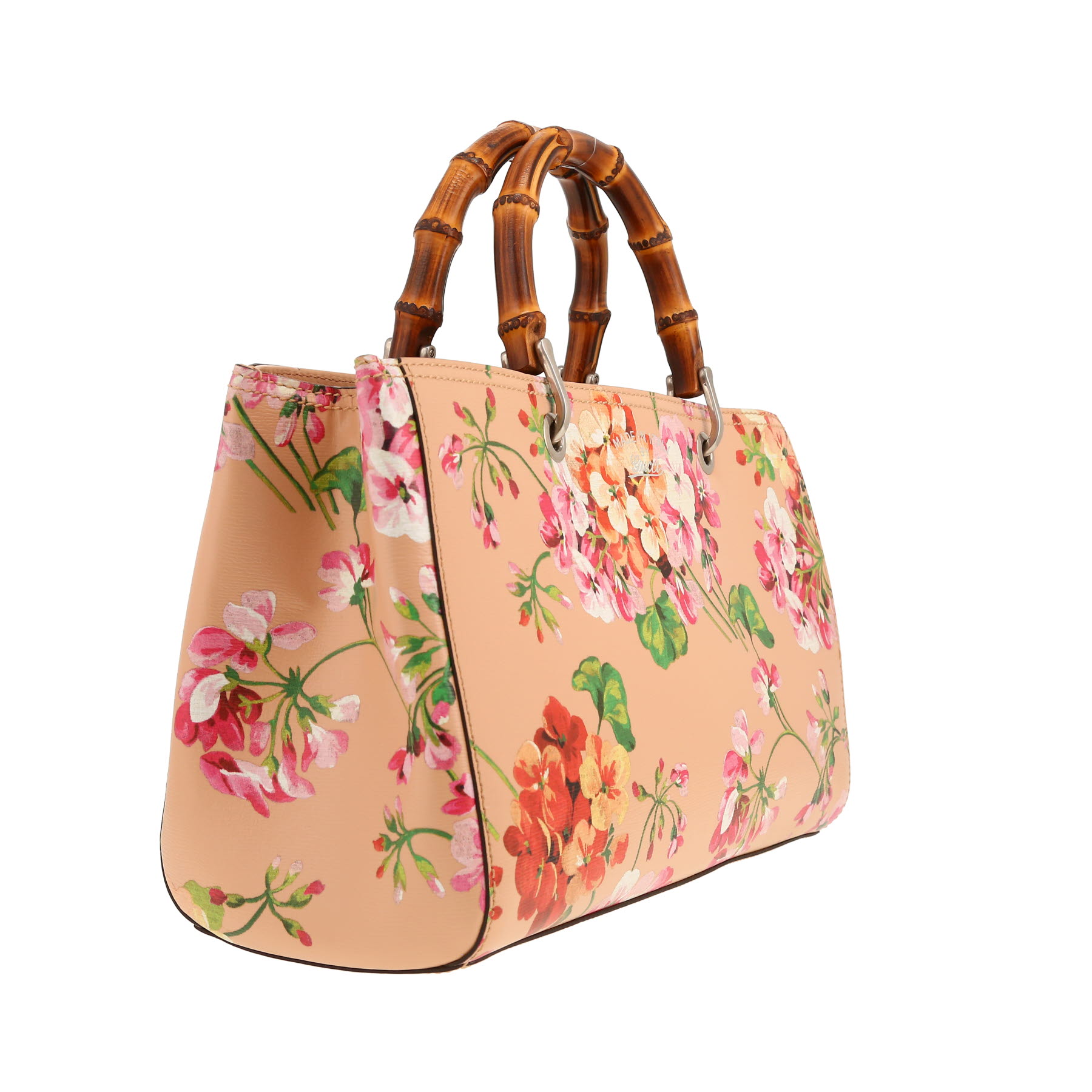 Gucci  Bamboo handbag  in beige and pink leather  and bamboo