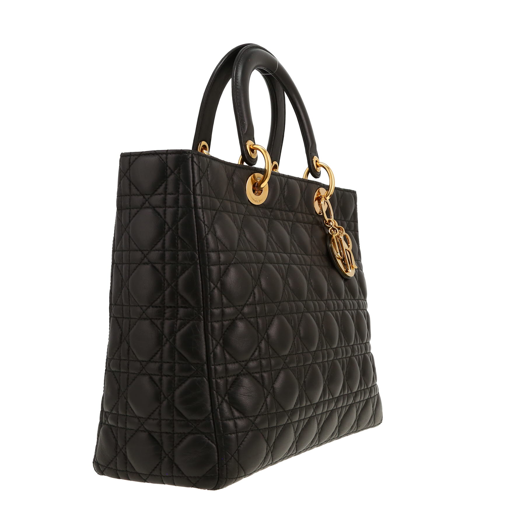 Dior  Lady Dior handbag  in black leather cannage