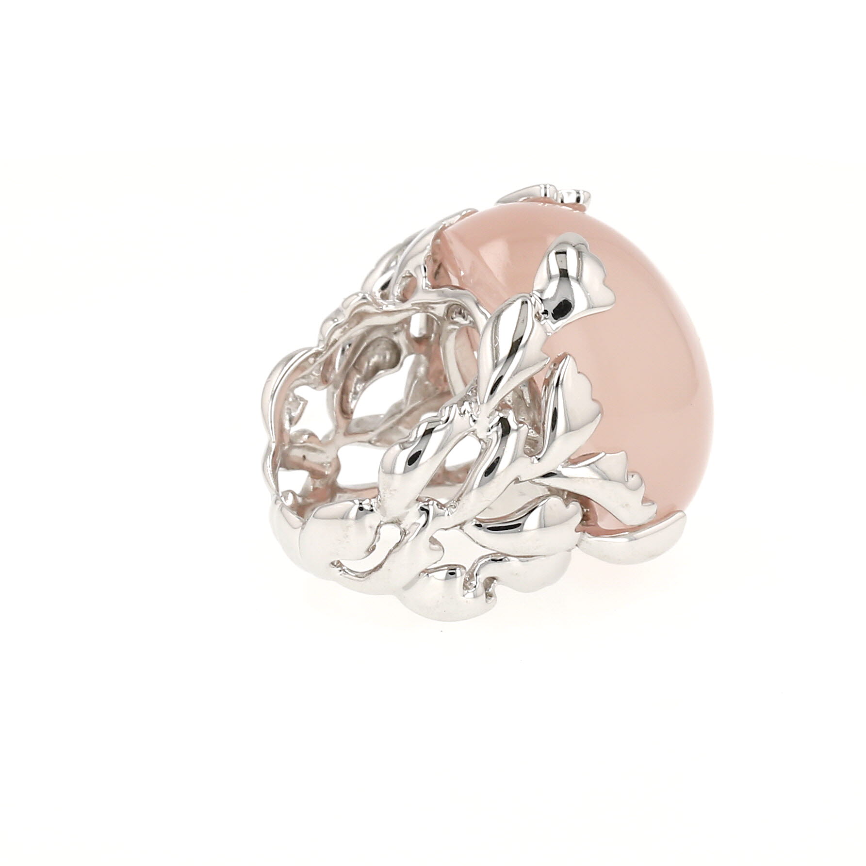 Anello Dior Gourmande in oro bianco, quarzo rosa e diamanti