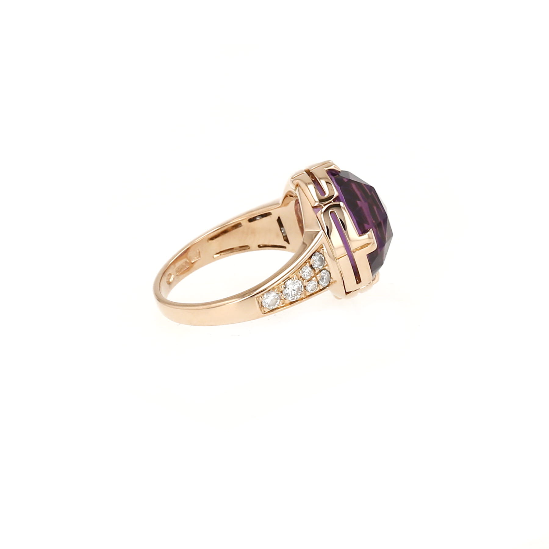 Sortija Bulgari Parentesi de oro rosa, amatista y diamantes
