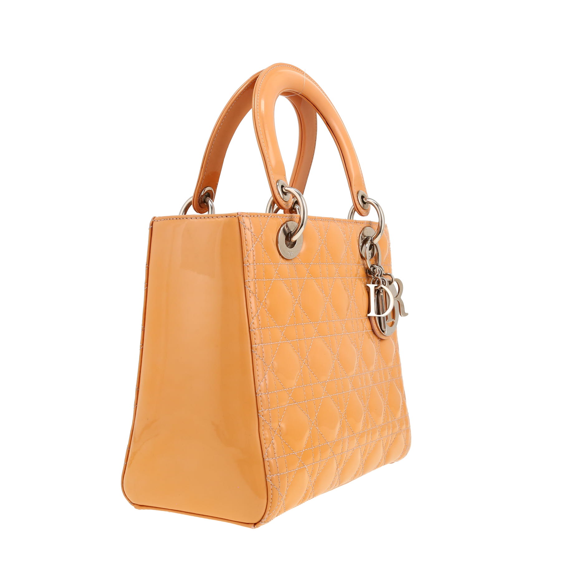 Borsa Dior  Lady Dior in pelle verniciata beige
