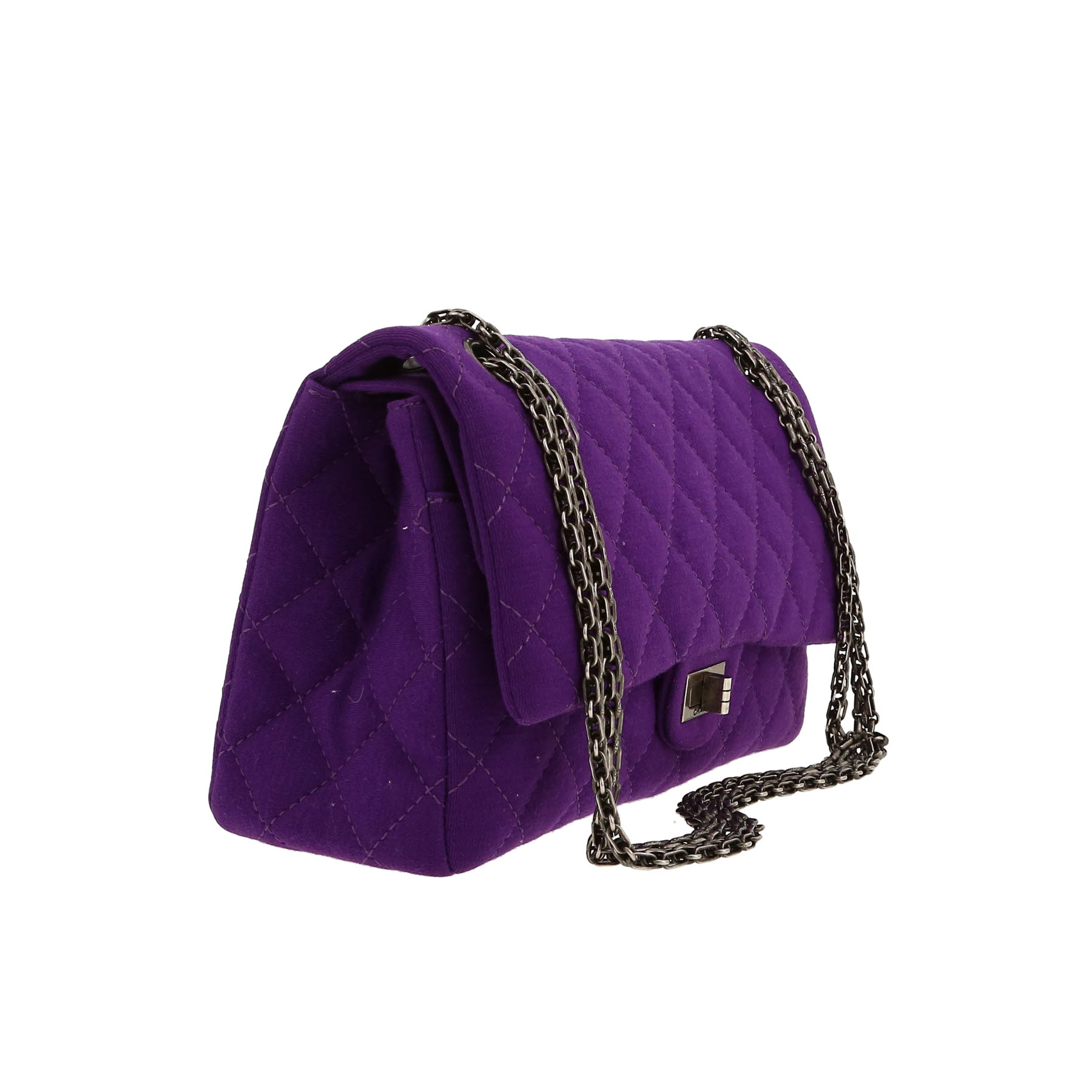 Borsa a tracolla Chanel  2.55 in tela jersey viola