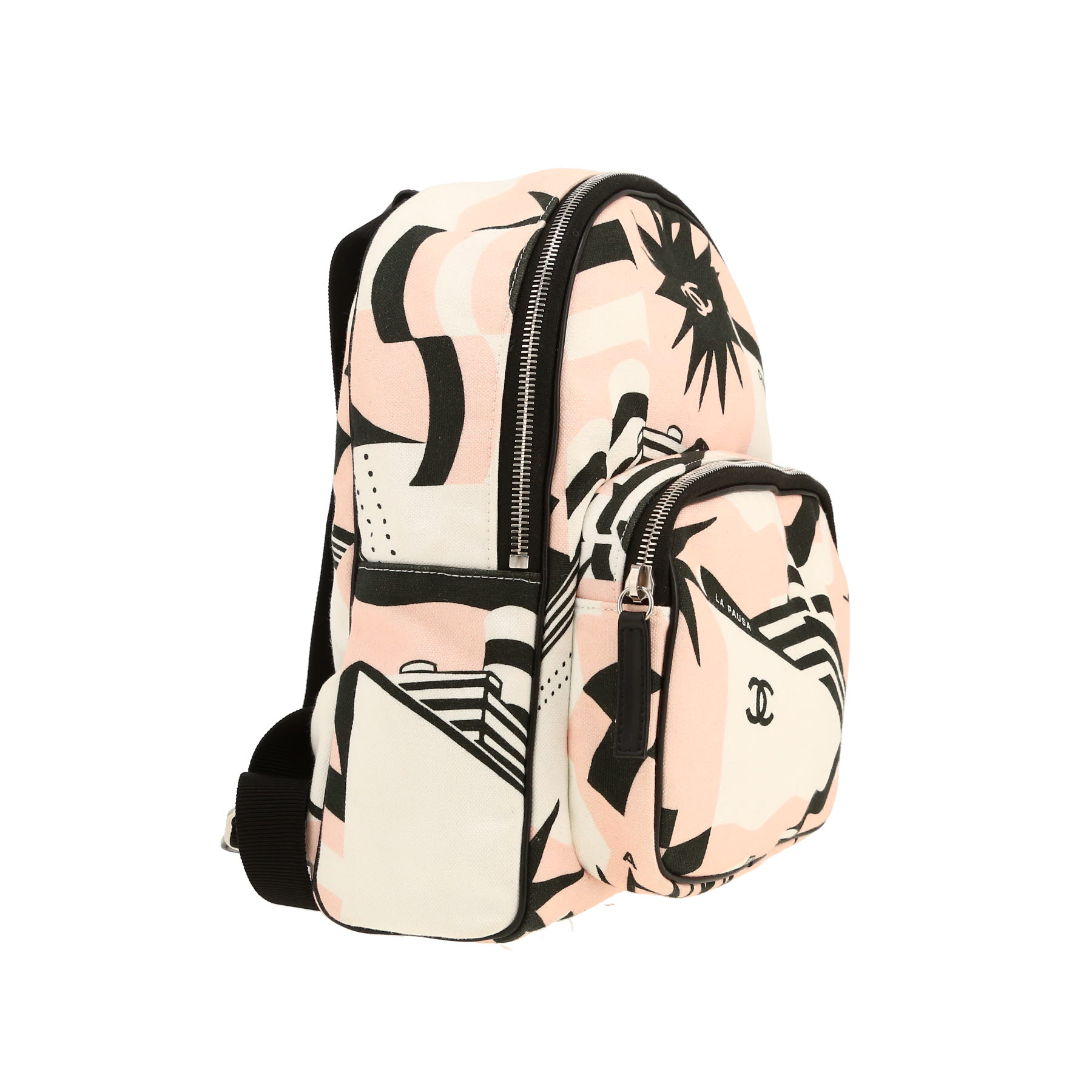 Zaino Chanel  Editions Limitées in tela rosa bianca e nera