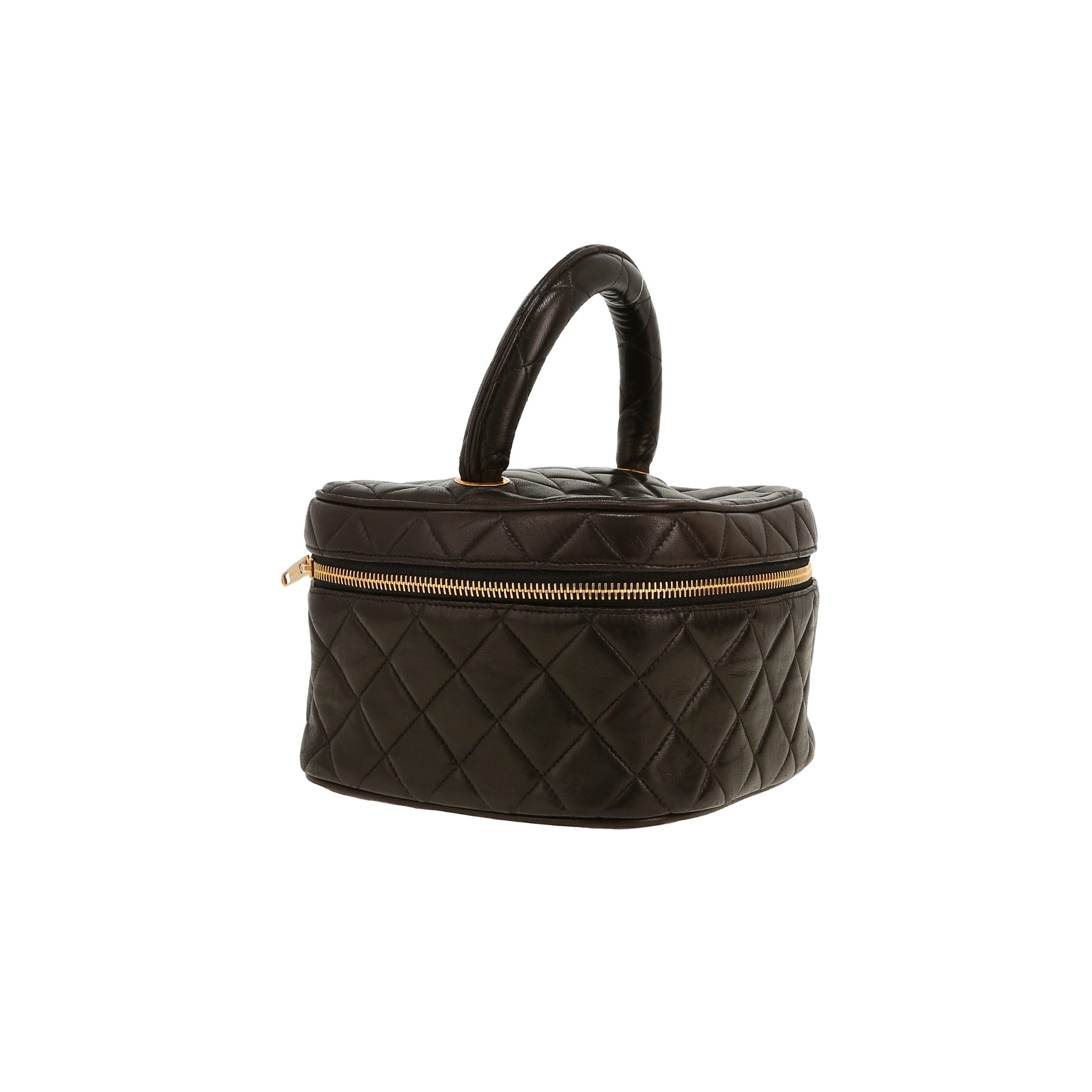 Vanity Chanel  Vintage en cuero acolchado negro