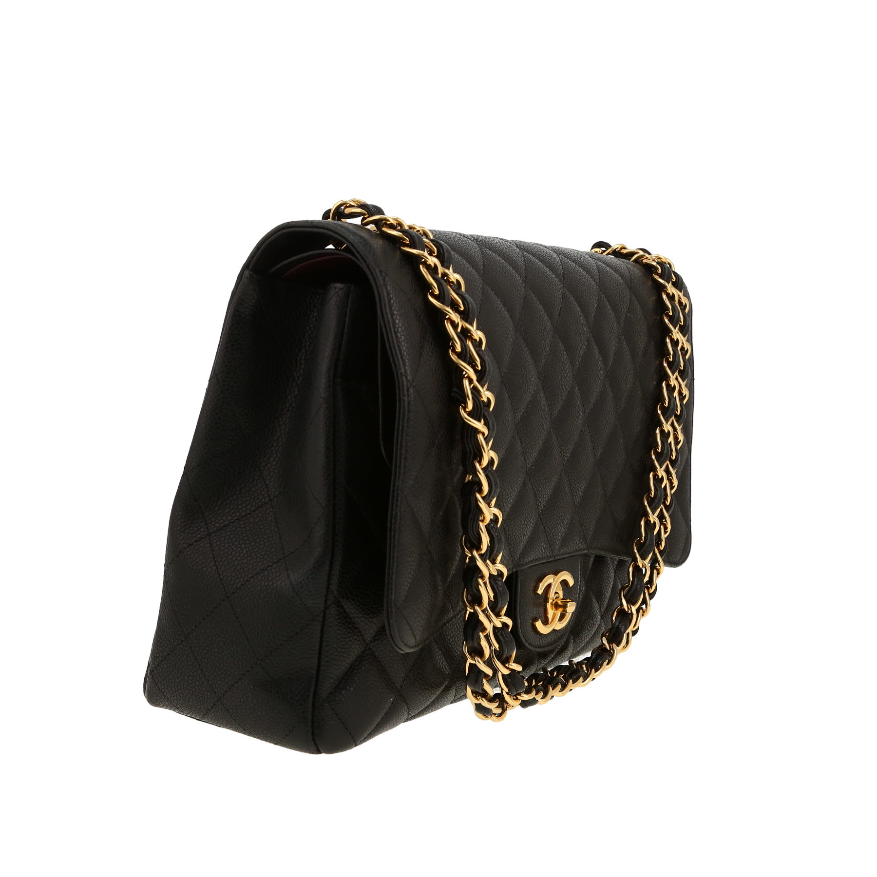 Borsa a tracolla Chanel  Timeless Maxi Jumbo in pelle martellata e trapuntata nera