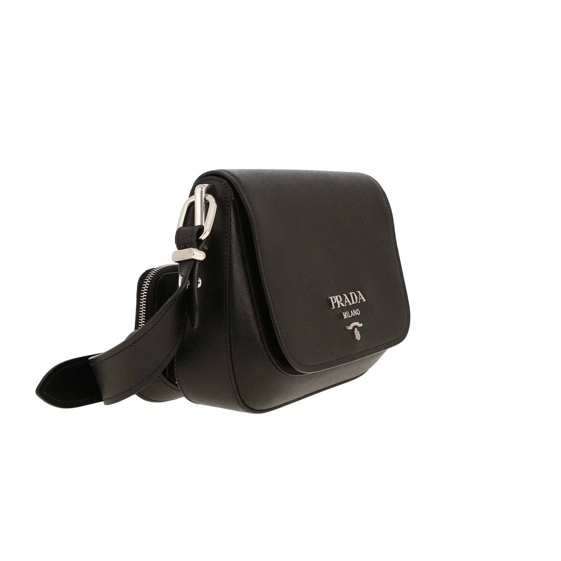 Prada   shoulder bag  in black leather saffiano