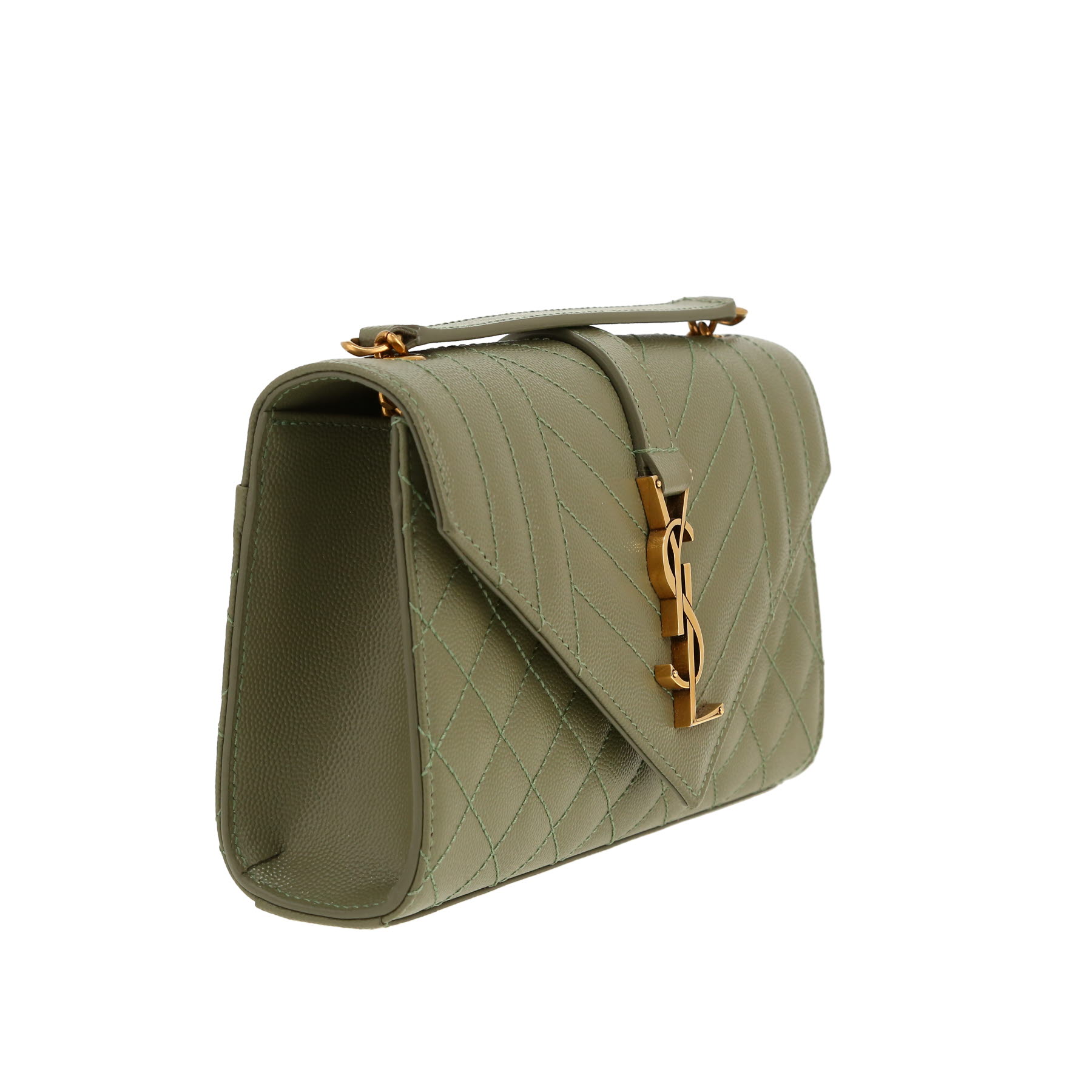 Borsa a tracolla Saint Laurent  Envelope in pelle martellata verde