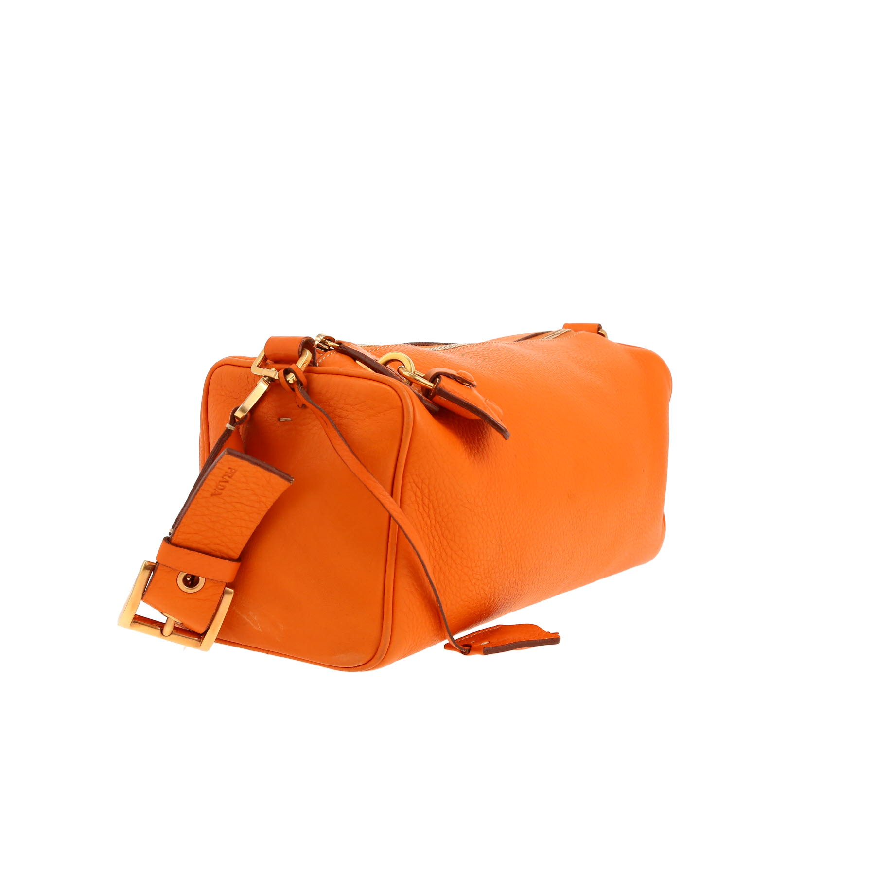 Bolso de mano Prada   en cuero granulado naranja