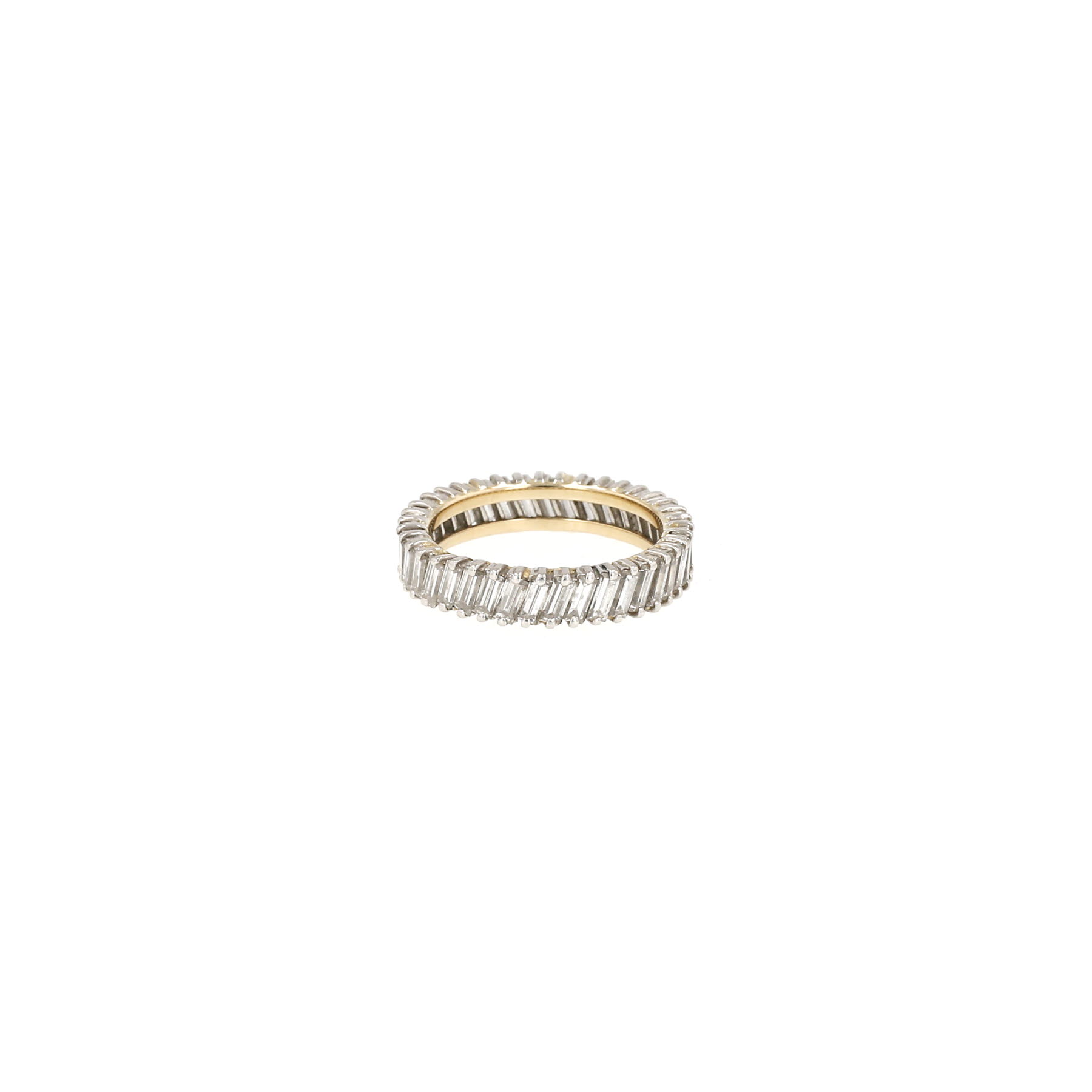 Vintage  wedding ring in yellow gold, white gold and diamonds