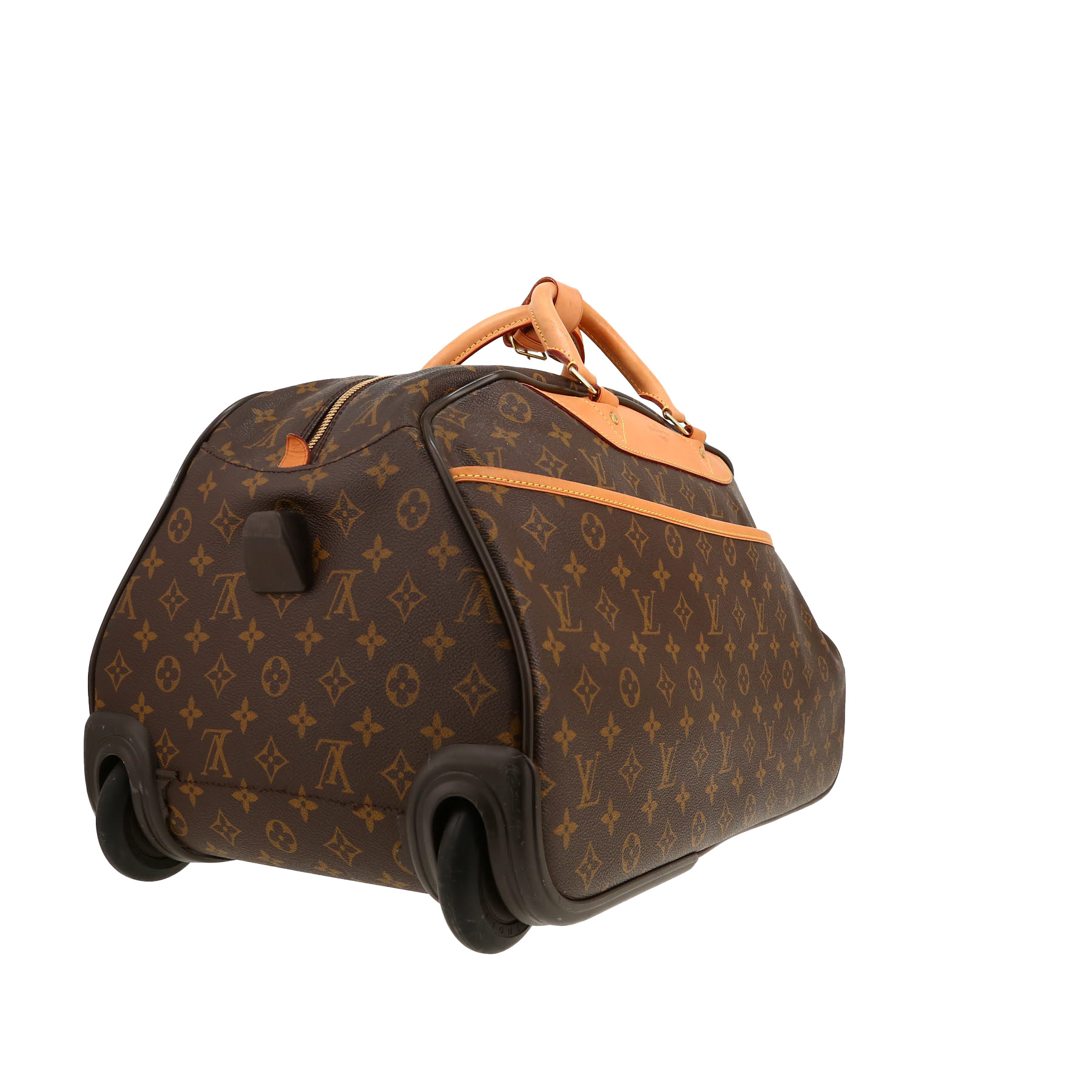 Borsa da viaggio Louis Vuitton  Eole in tela monogram cerata marrone e pelle naturale