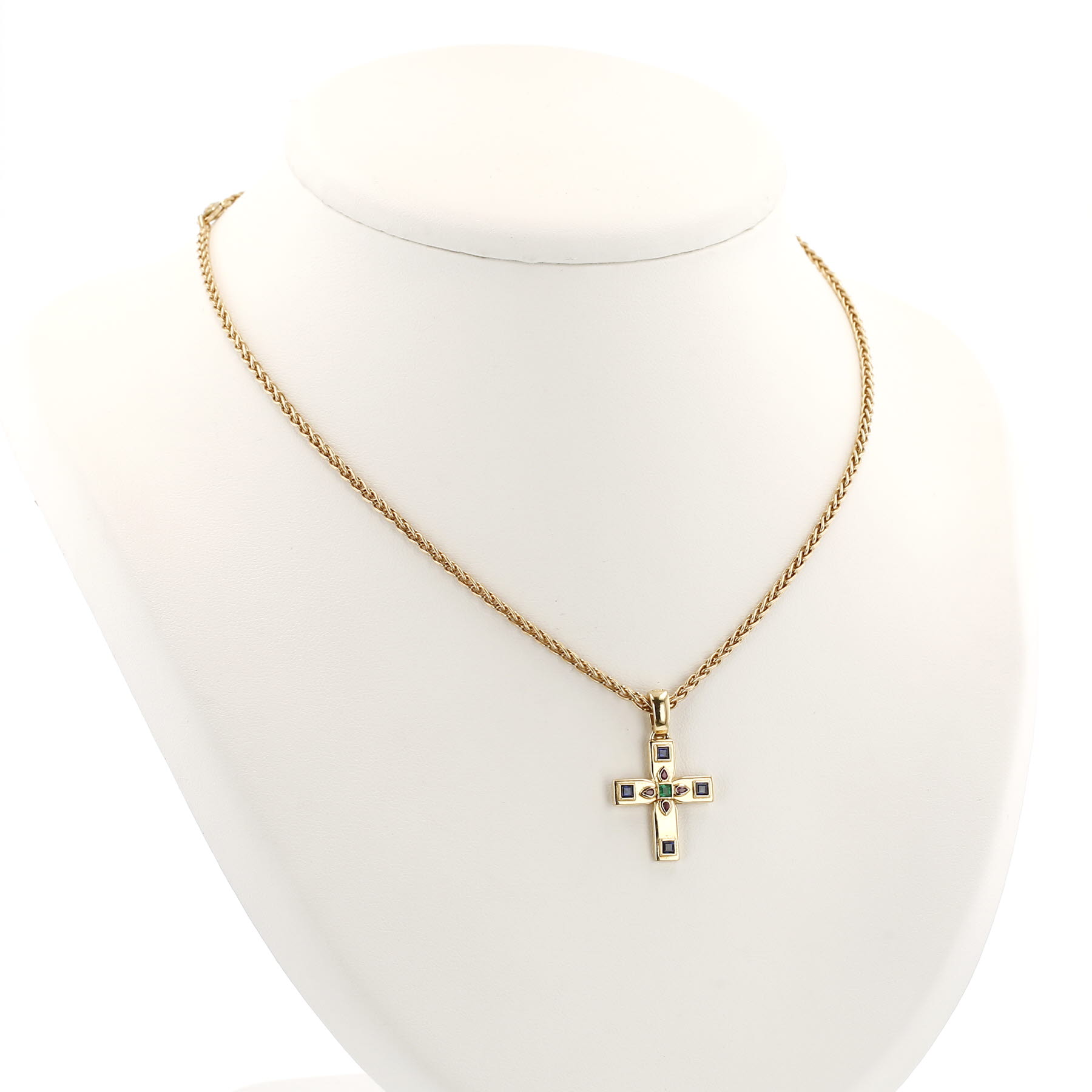 Cartier Byzantine  1990's pendant in yellow gold, diamonds and colored stones