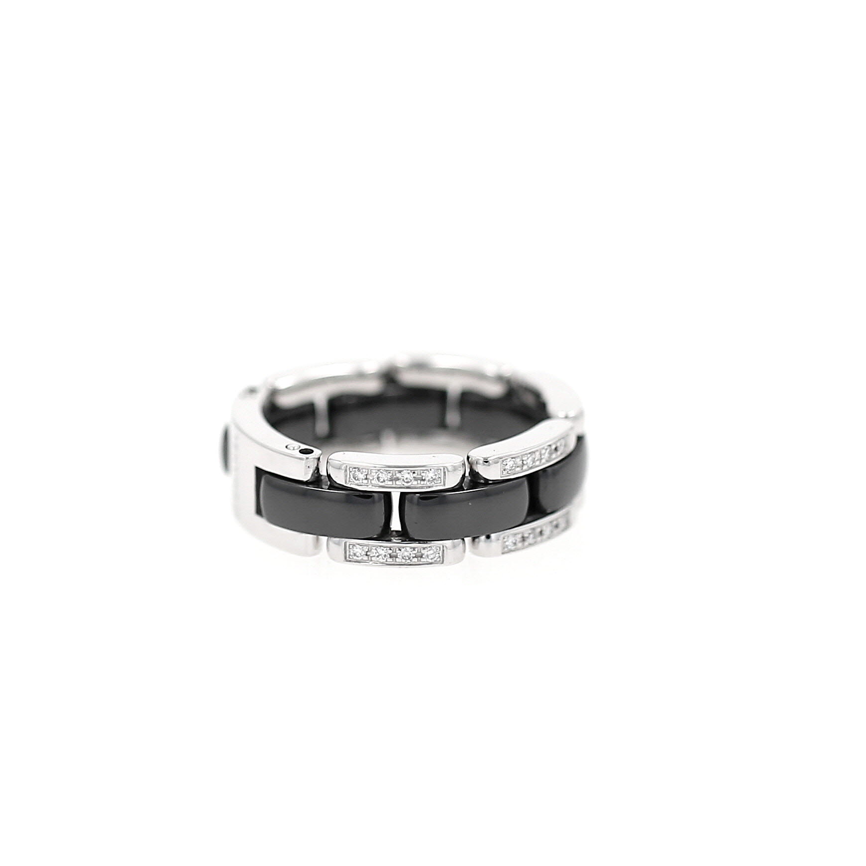 Articulated Chanel Ultra medium model ring in white gold, ceramic and diamonds Articulated Chanel Ultra medium model ring in white gold, ceramic and diamonds