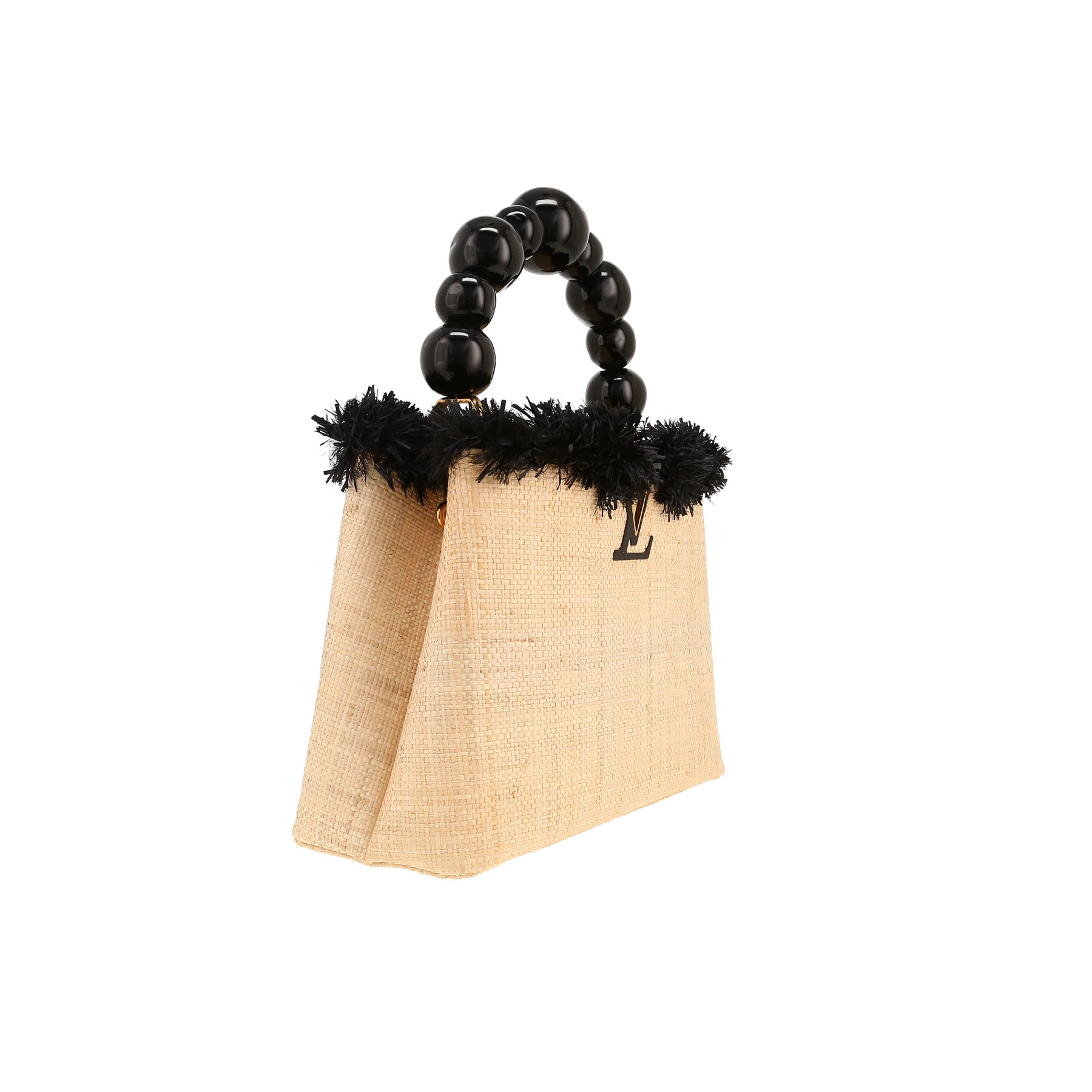 Louis Vuitton  Artycapucines par Jean-Michel Othoniel handbag  in beige and black raphia