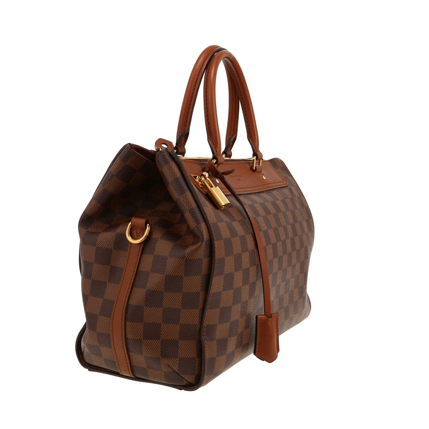 Borsa Louis Vuitton  Greenwich in tela a scacchi ebana e pelle marrone