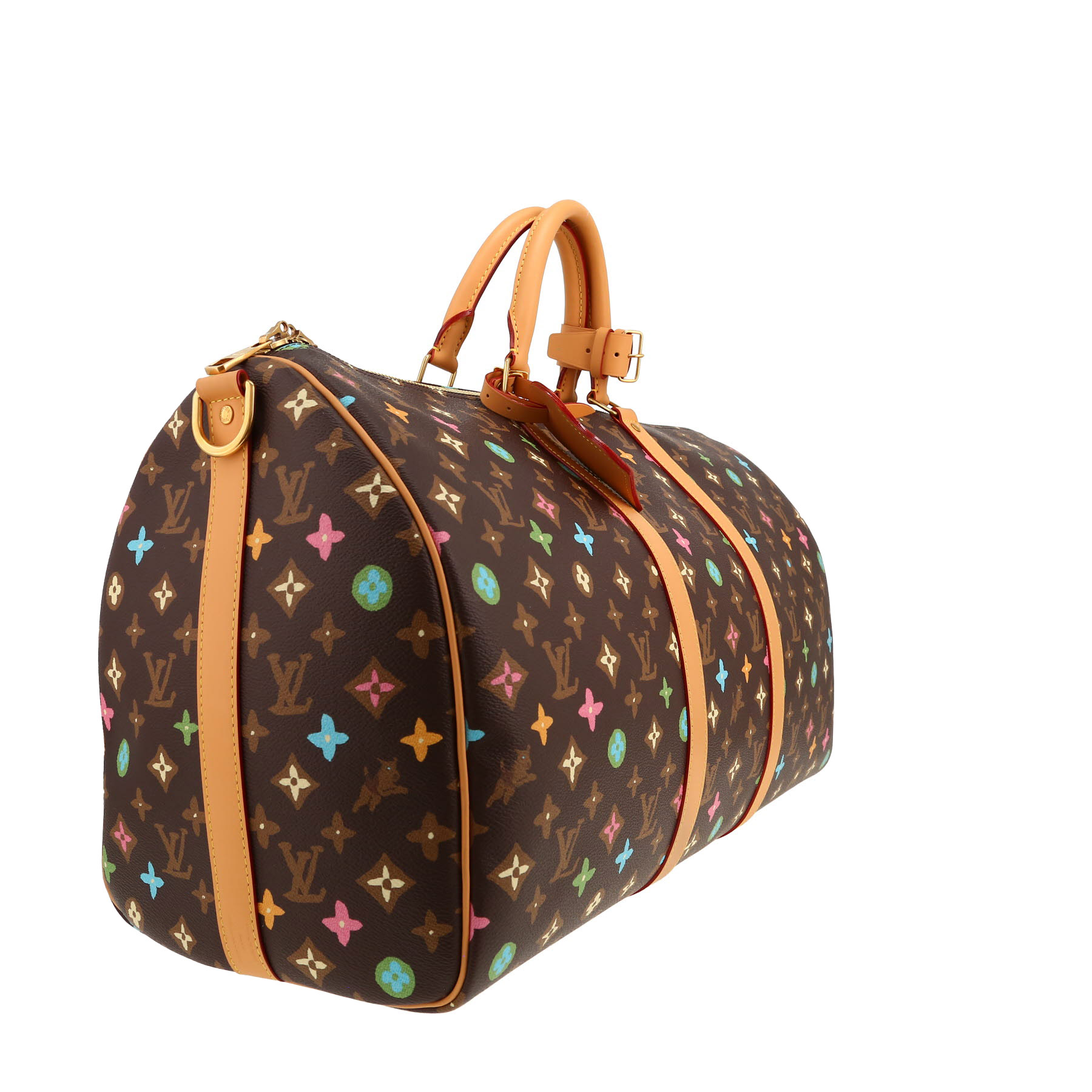 Borsa da viaggio Louis Vuitton  Keepall Editions Limitées Tyler, The Creator in tela monogram marrone e multicolore e pelle naturale