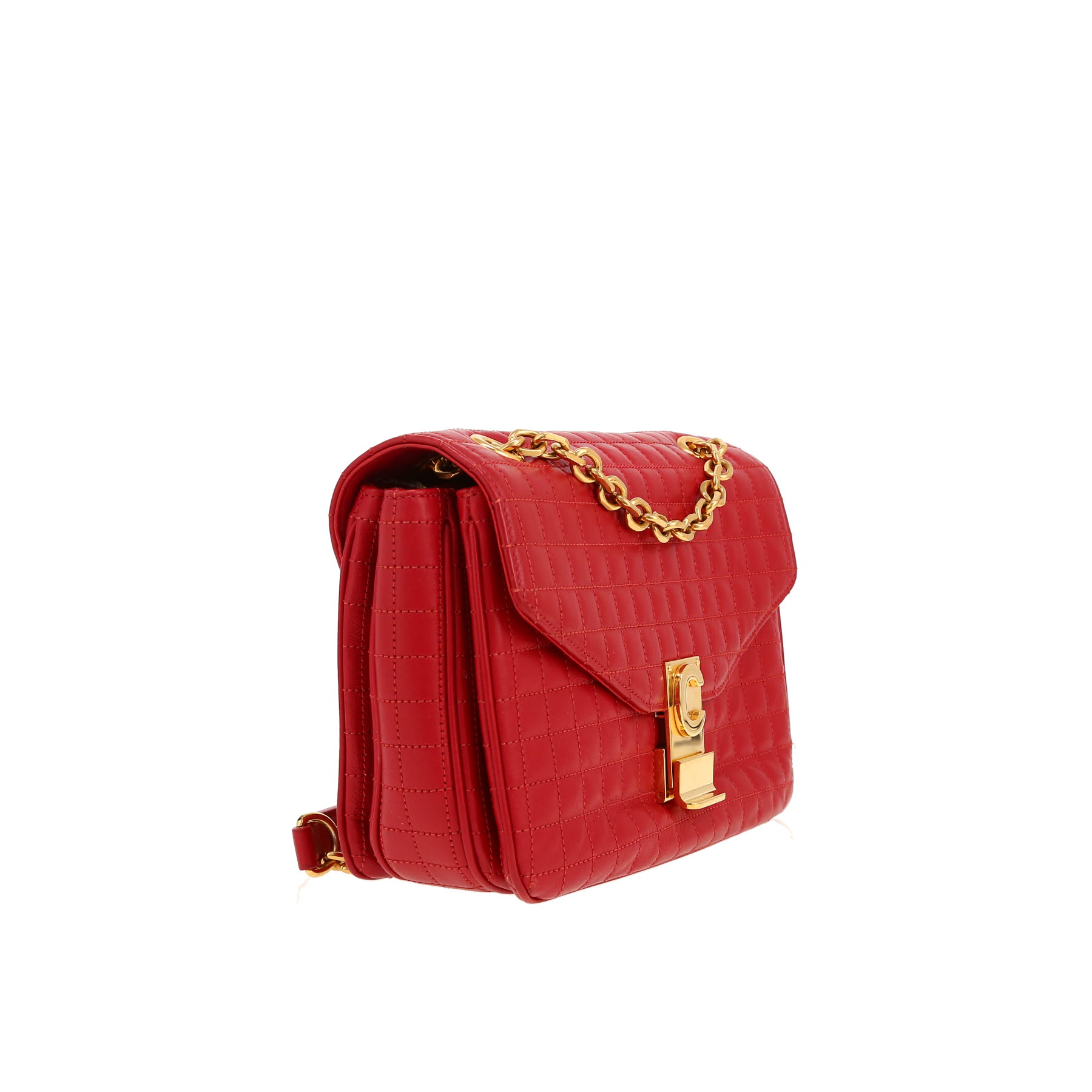 Sac porté épaule ou main Celine  C bag en cuir matelassé rouge
