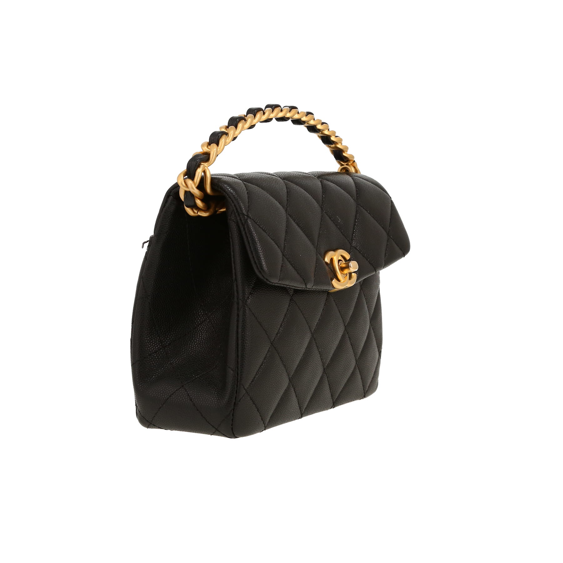 Chanel   shoulder bag  in black quilted grained leather