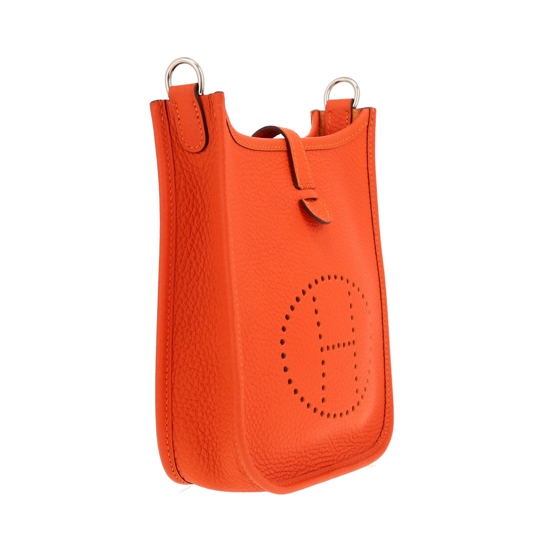 Hermès  Mini Evelyne shoulder bag  in orange leather taurillon clémence