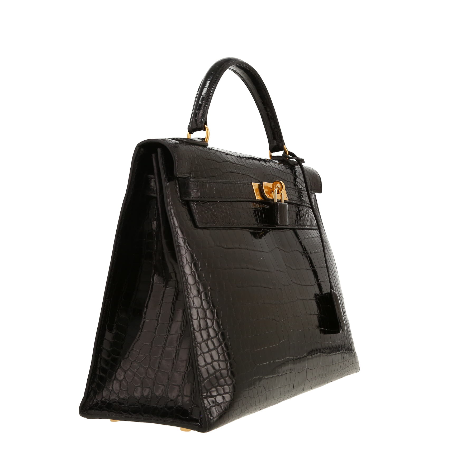 Hermès  Kelly 32 cm handbag  in black porosus crocodile