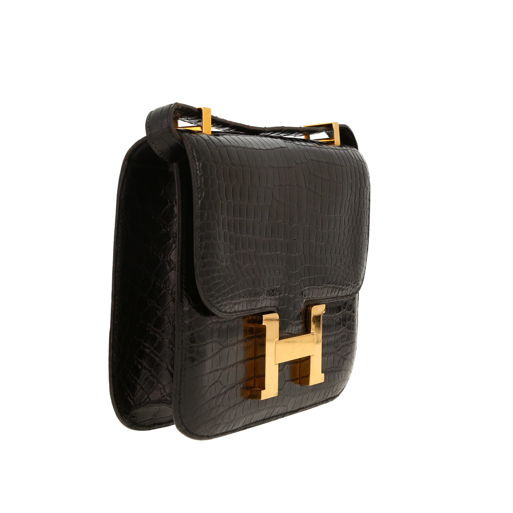 Hermès  Constance handbag  in black porosus crocodile