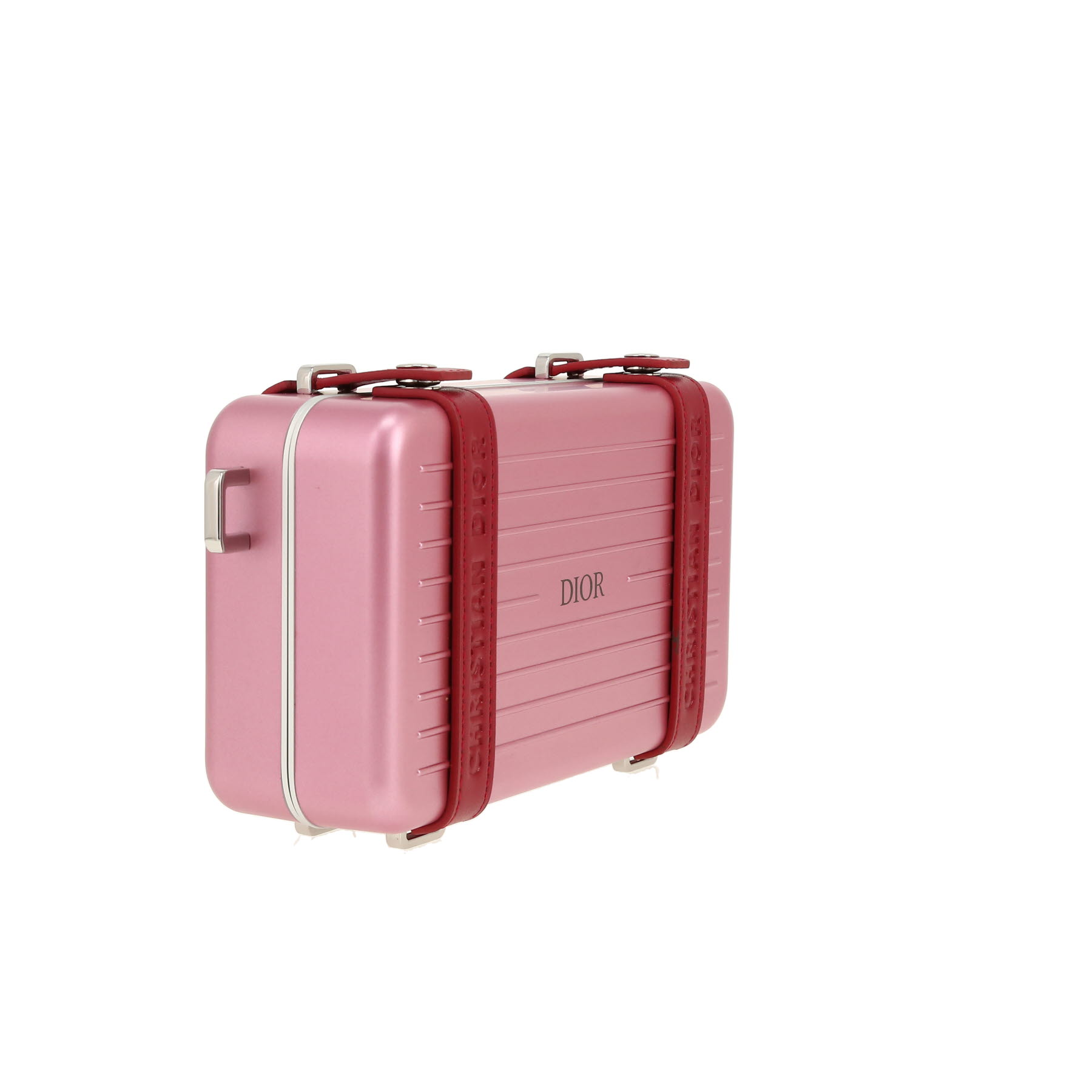 Dior  Pochette Personal shoulder bag  in pink aluminium  and burgundy leather