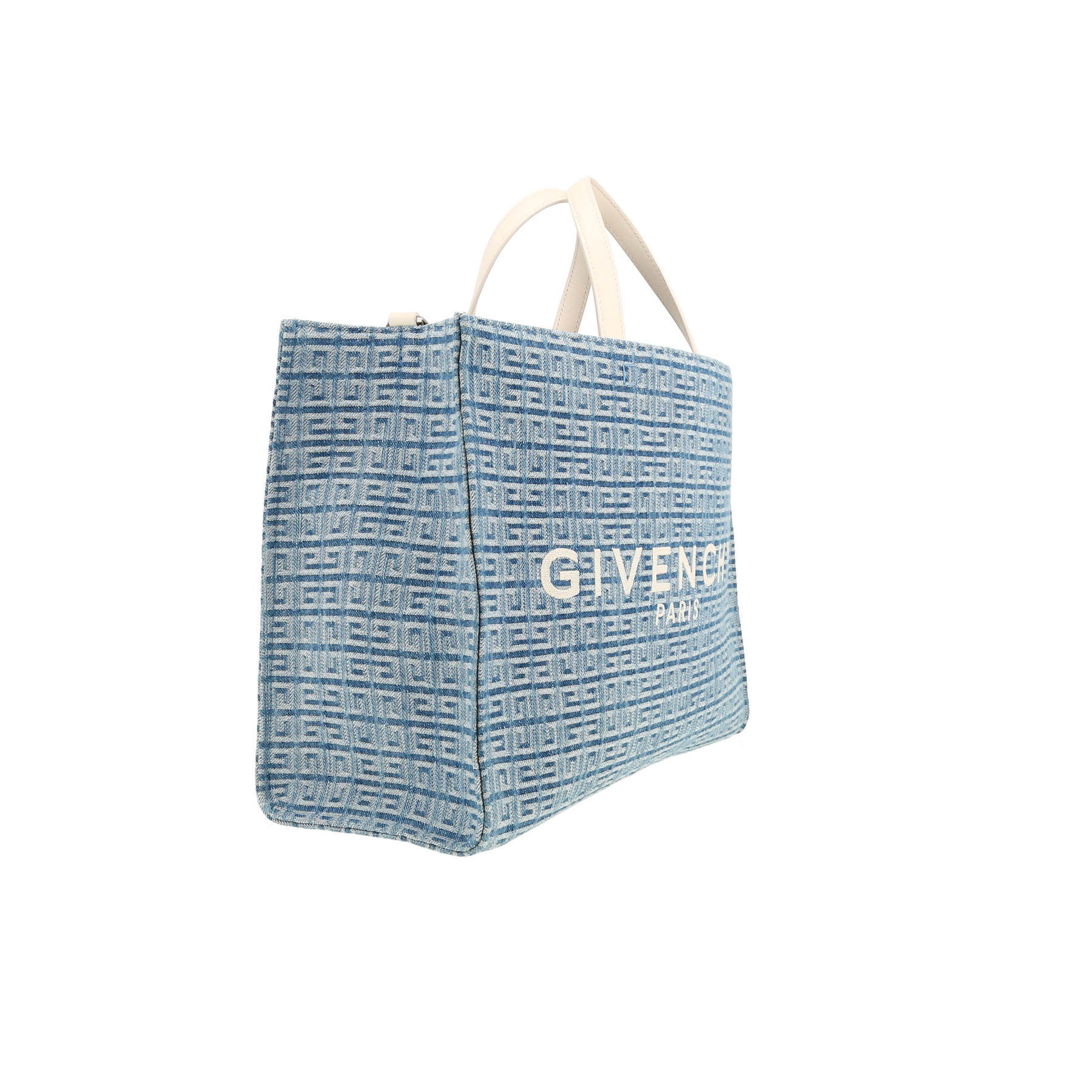 Givenchy   shopping bag  in blue denim canvas  and white leather