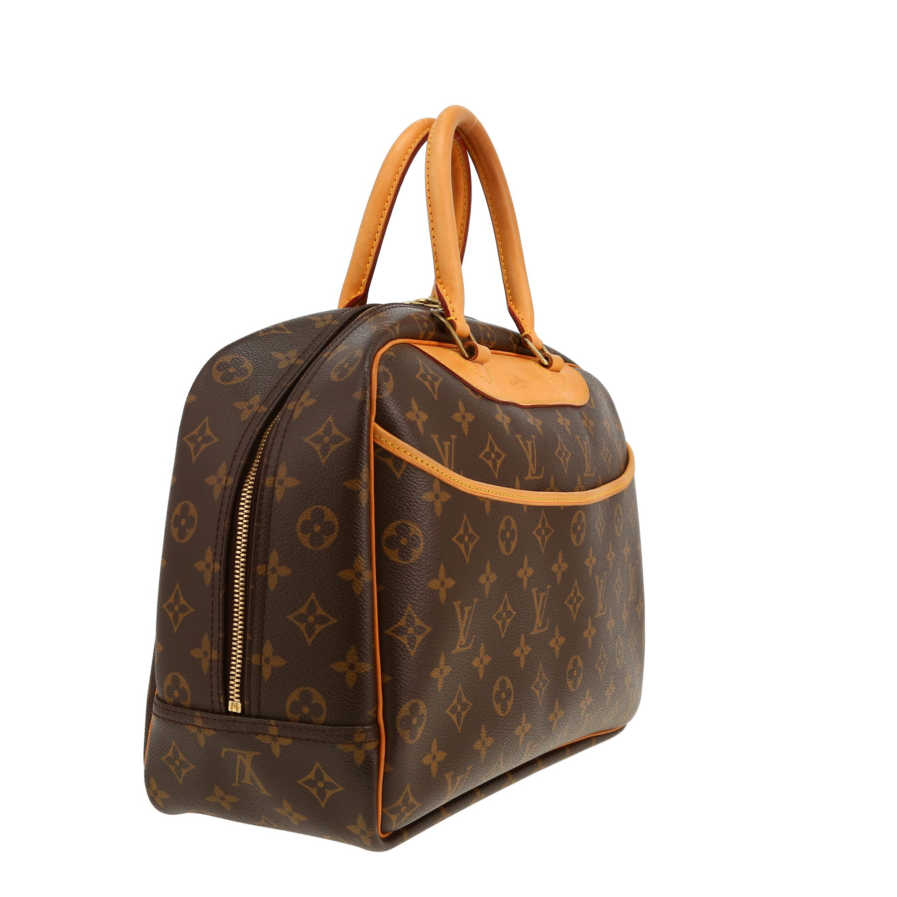 Louis Vuitton  Deauville handbag  in brown monogram canvas  and natural leather