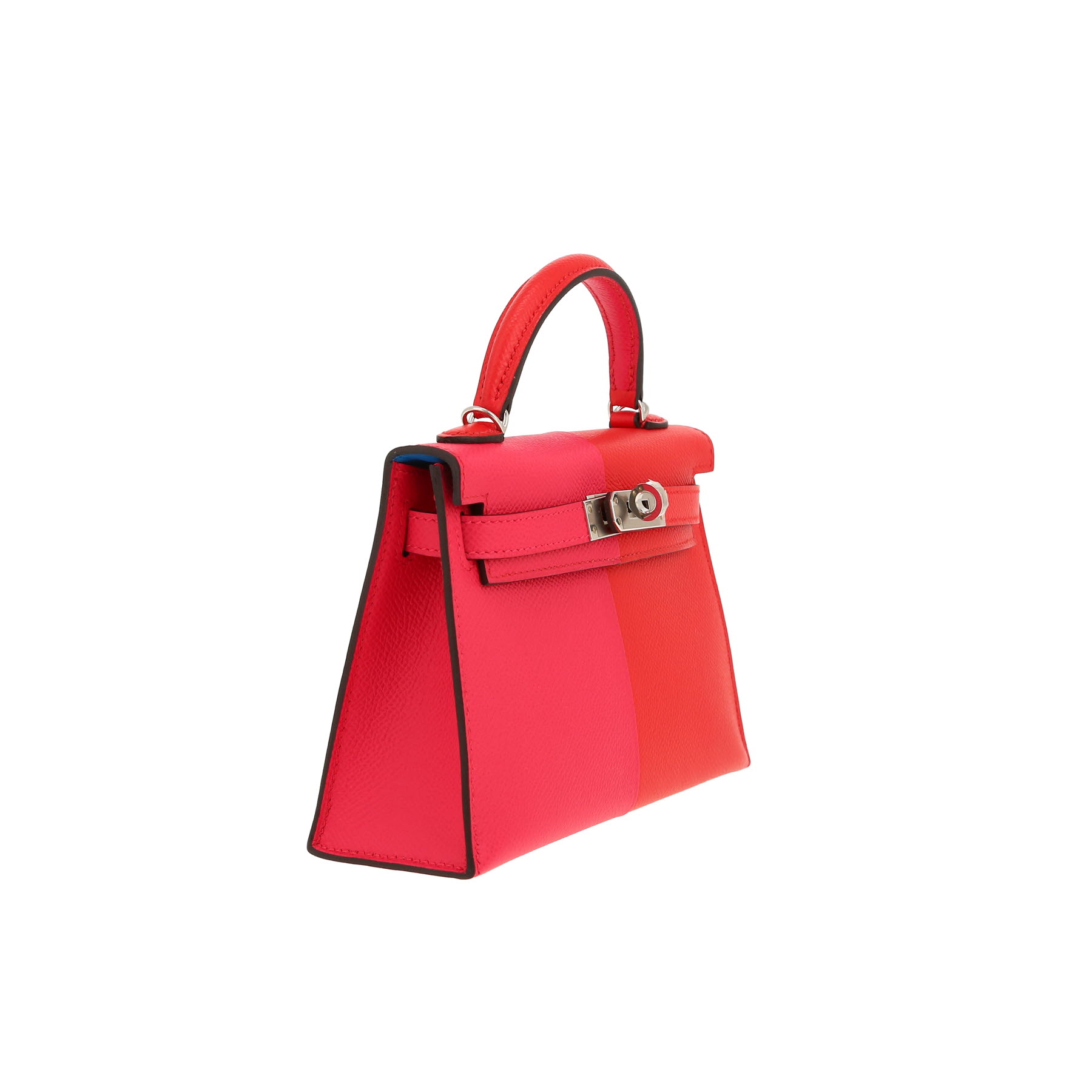 Borsa Hermès  Kelly 20 cm Casaque in pelle Epsom Rose extrême e Rouge de Coeur