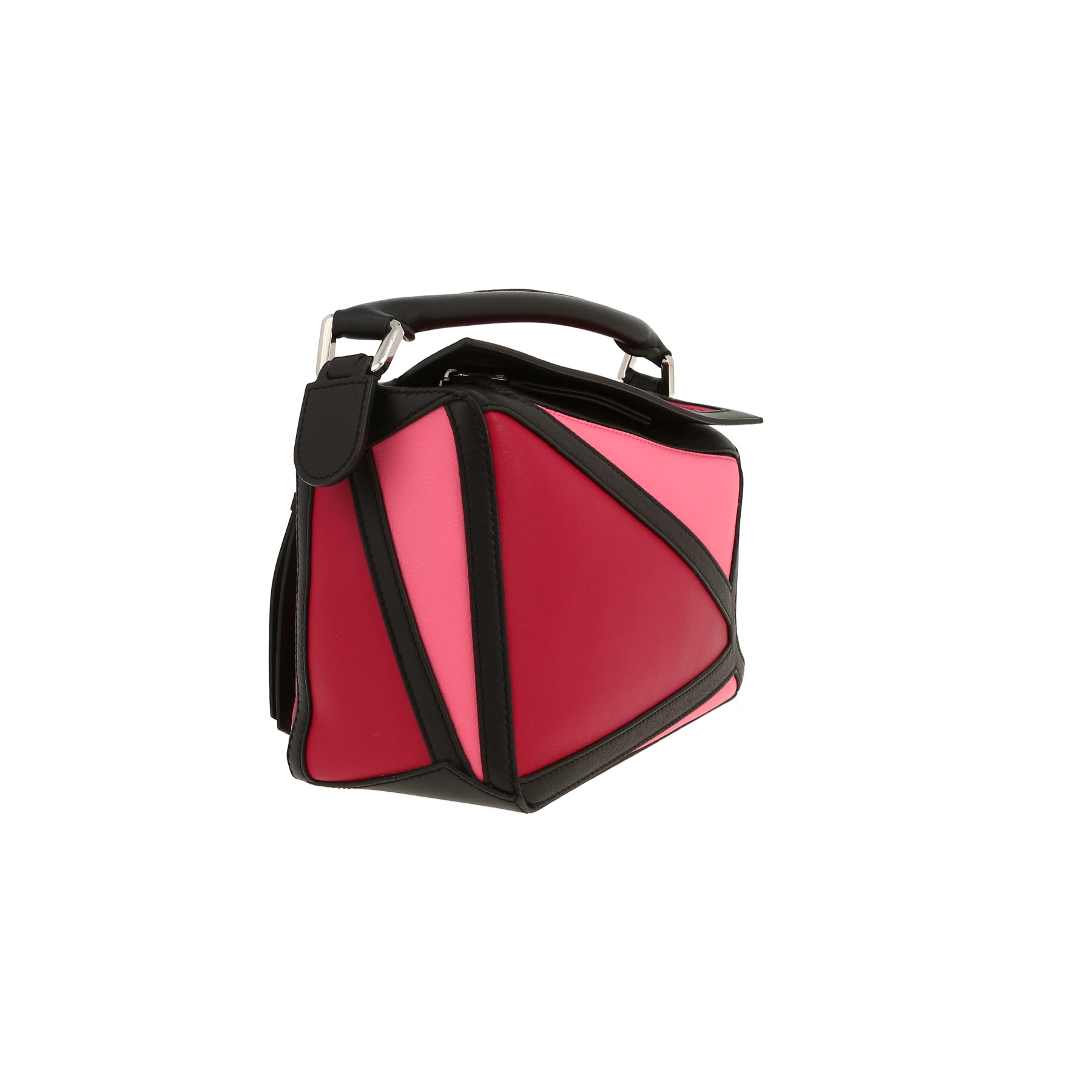 Loewe  Puzzle  handbag  in black, pink and fuchsia tricolor  leather