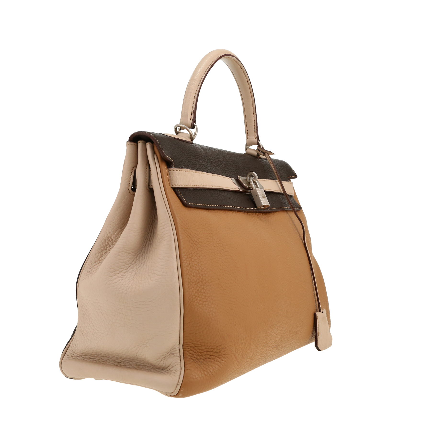 Hermès  Kelly 35 cm handbag  in brown and beige togo leather