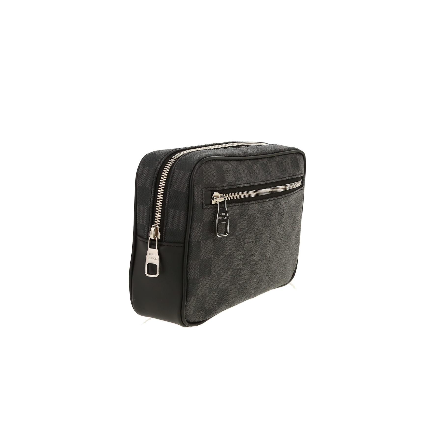 Louis Vuitton   pouch  in grey Graphite damier canvas  and black leather