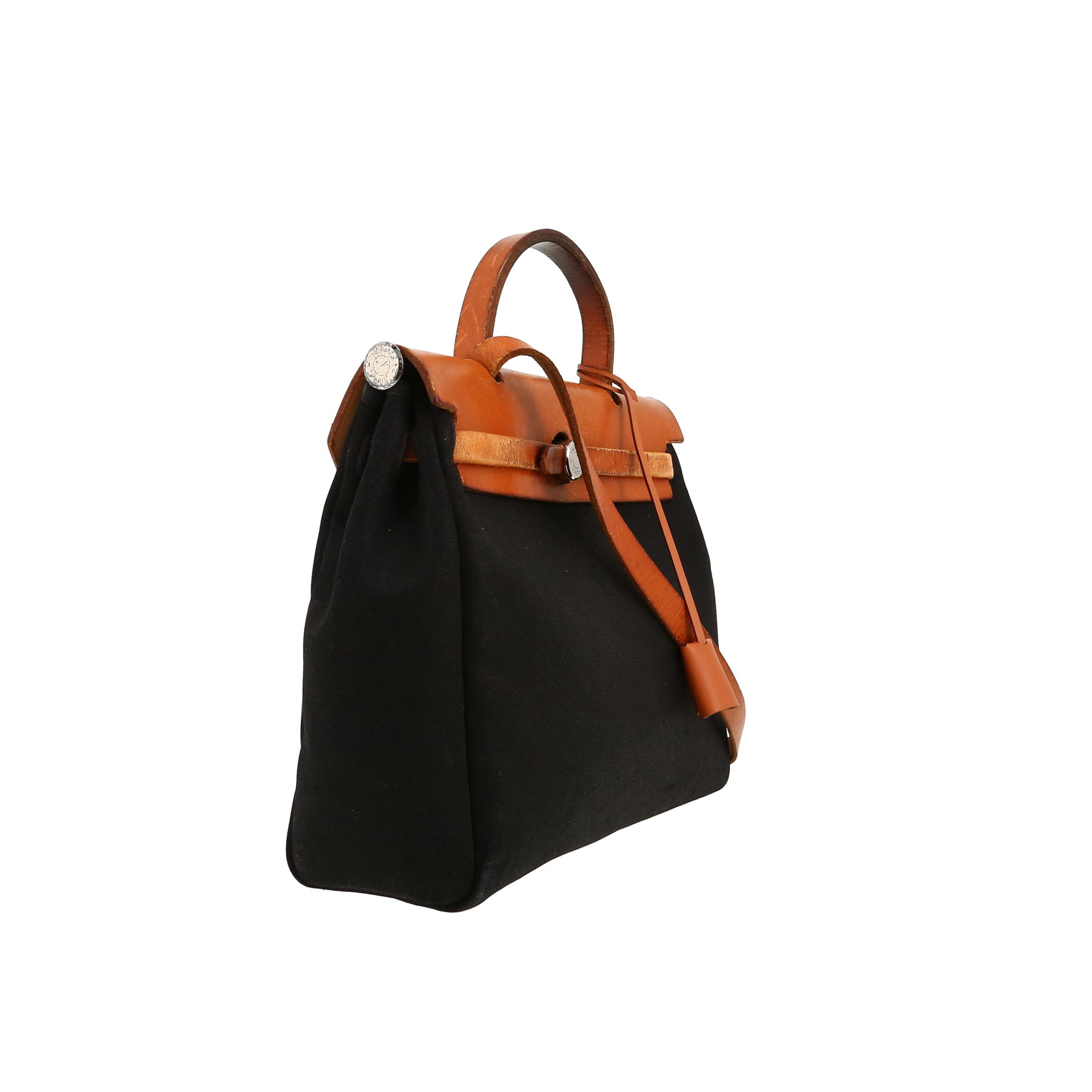 Hermès  Herbag handbag  in black canvas  and Hunter cowhide